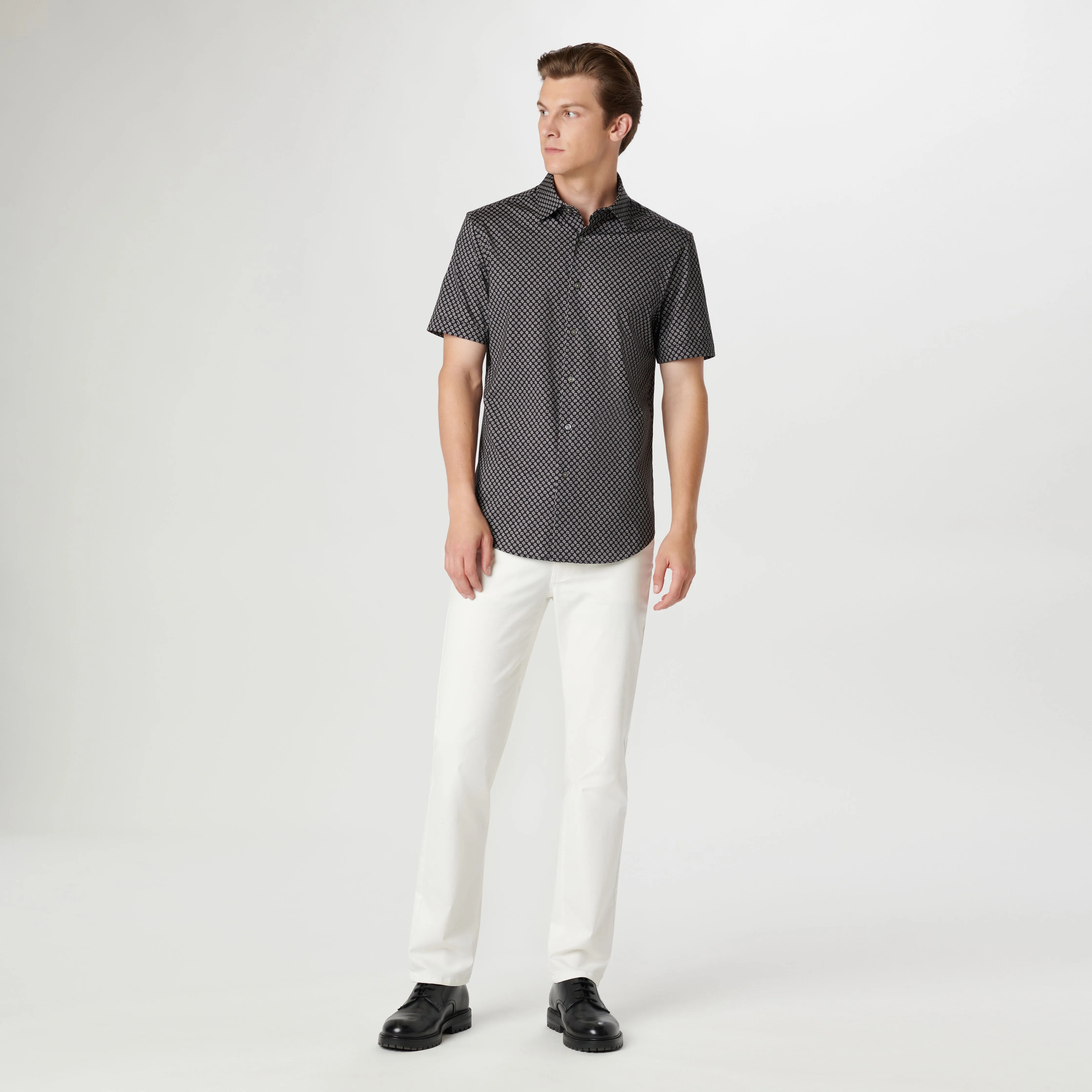 Miles Geometric OoohCotton Short Sleeve Shirt sold by Bugatchi product image thumbnail 5