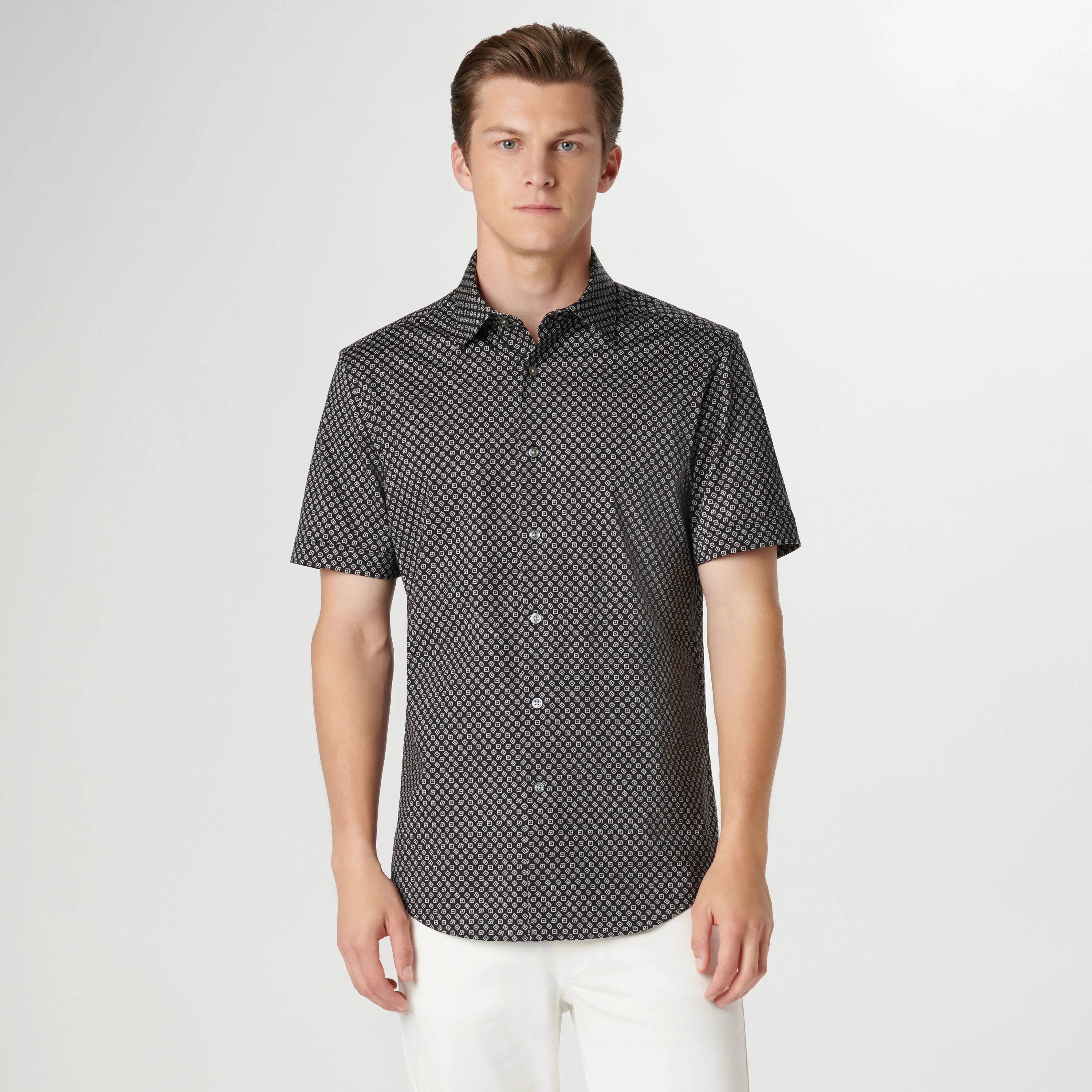 Miles Geometric OoohCotton Short Sleeve Shirt sold by Bugatchi product image thumbnail 2