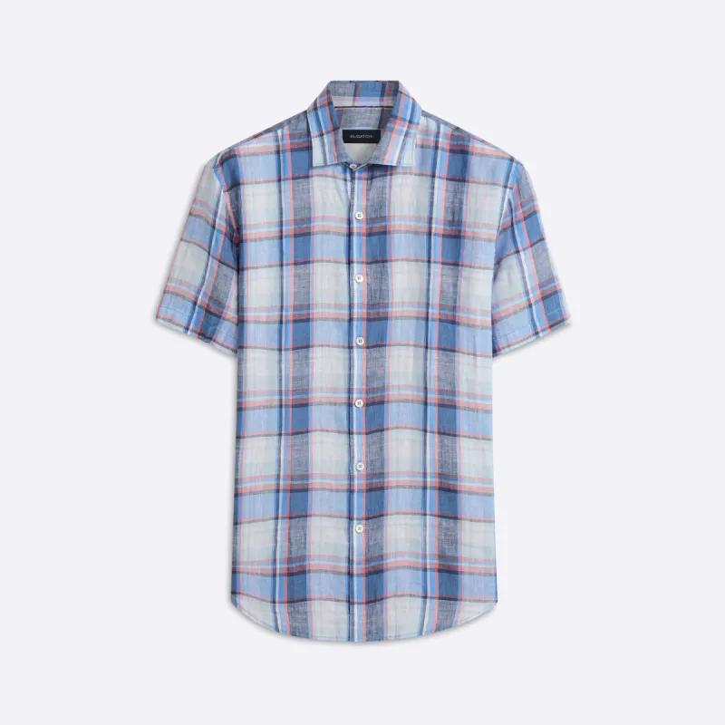 Orson Plaid Check Short Sleeve Shirt sold by Bugatchi
