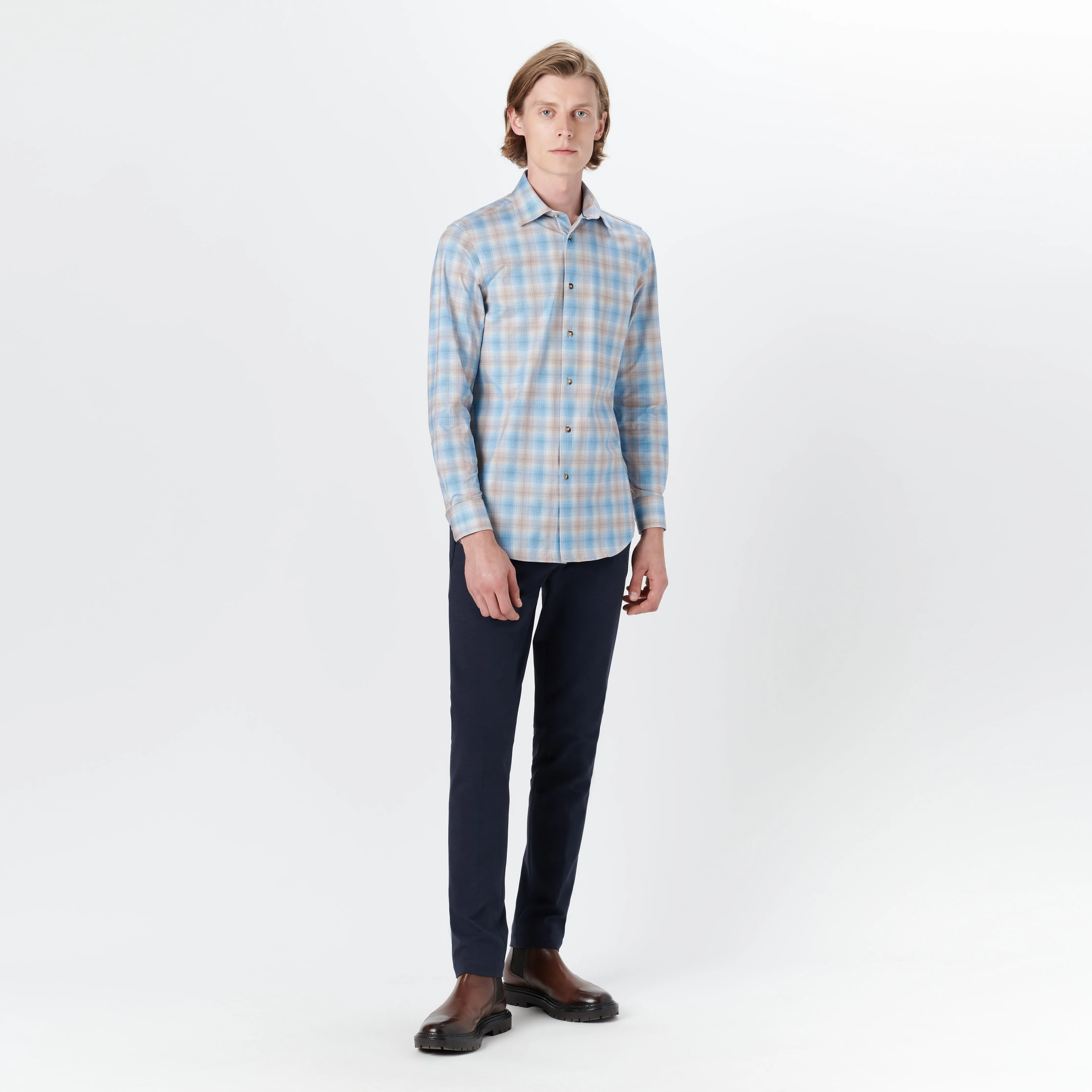 JAMES Plaid Check OoohCotton Shirt sold by Bugatchi product image thumbnail 5