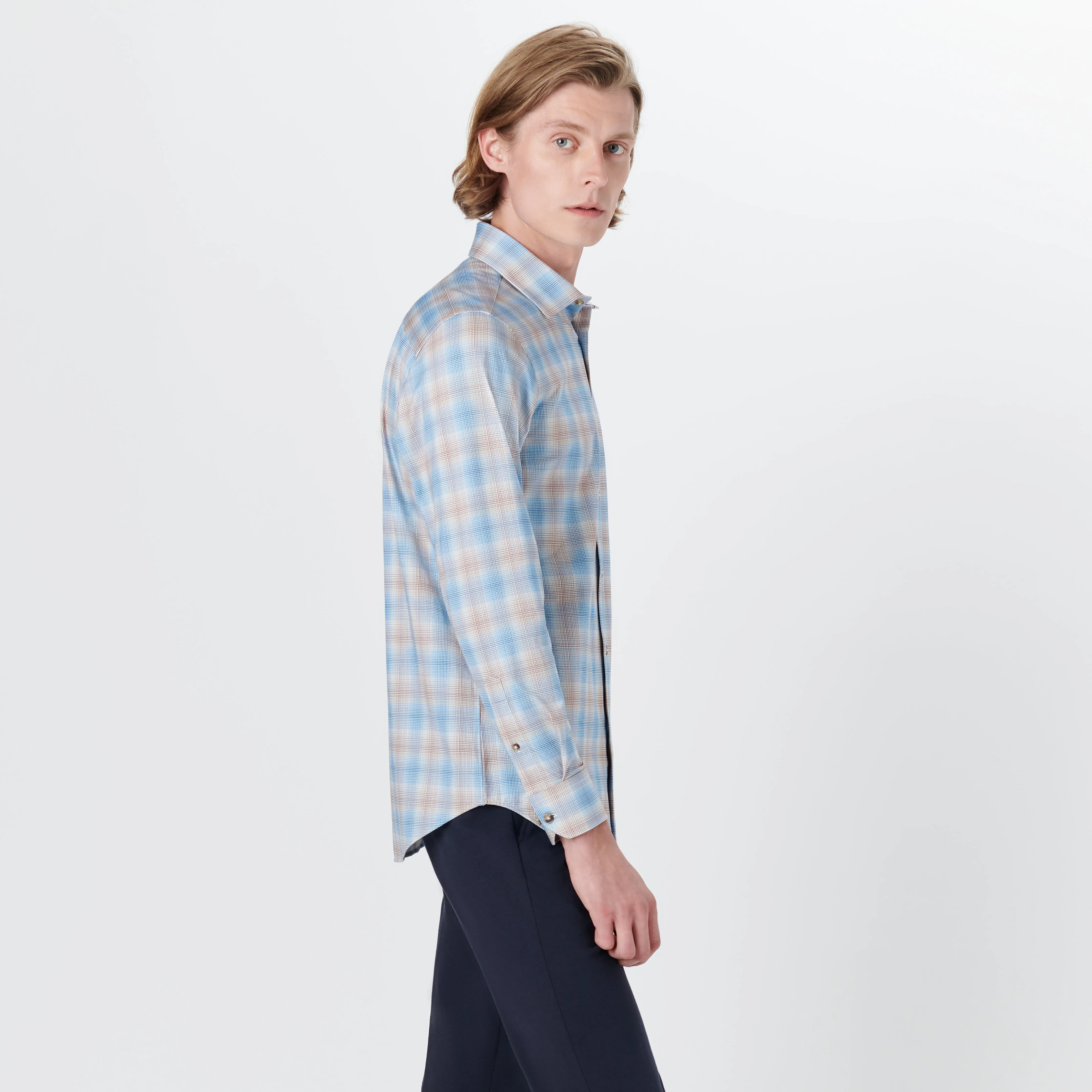 JAMES Plaid Check OoohCotton Shirt sold by Bugatchi product image thumbnail 3