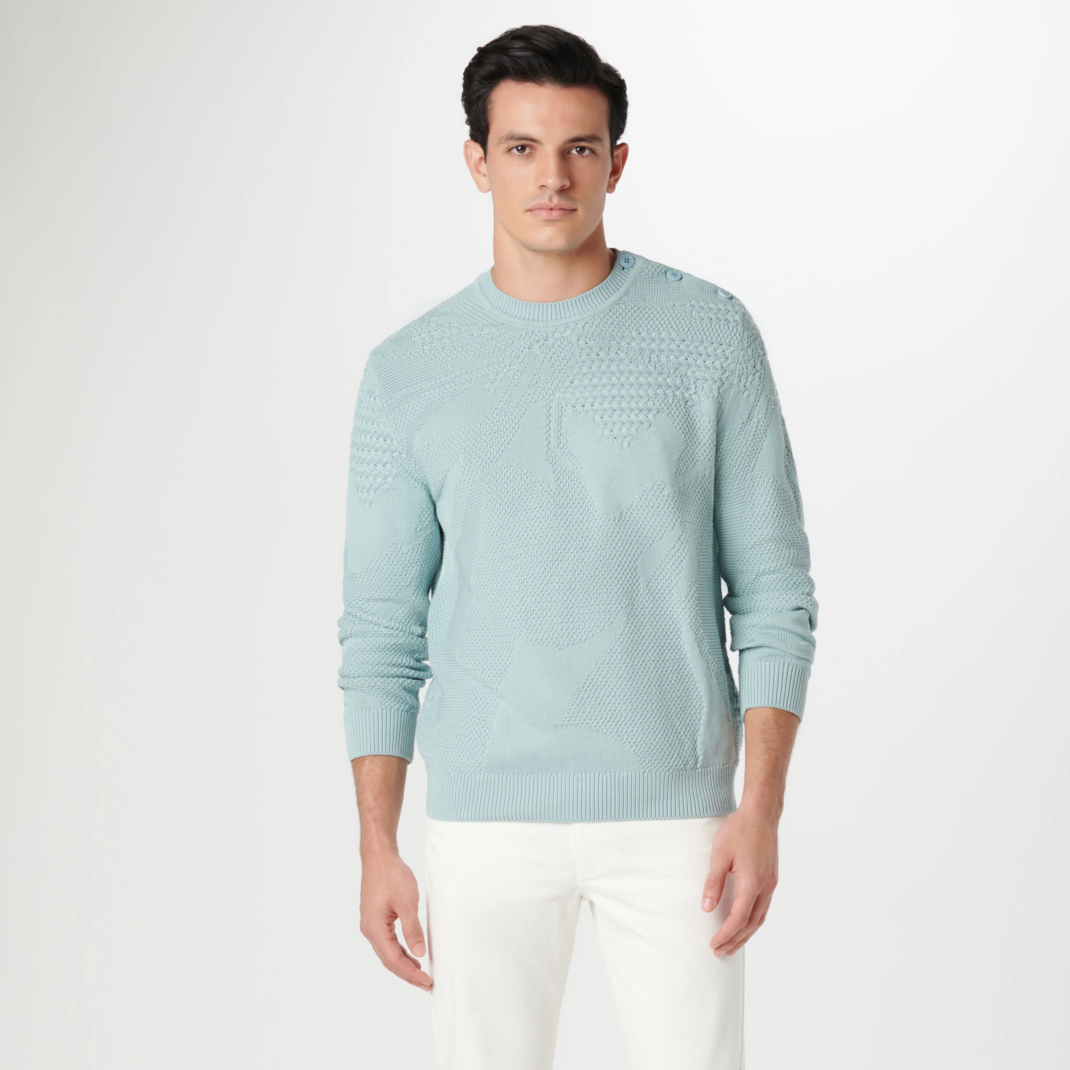 Mixed Stitch Crew Neck Sweater sold by Bugatchi product image thumbnail 3