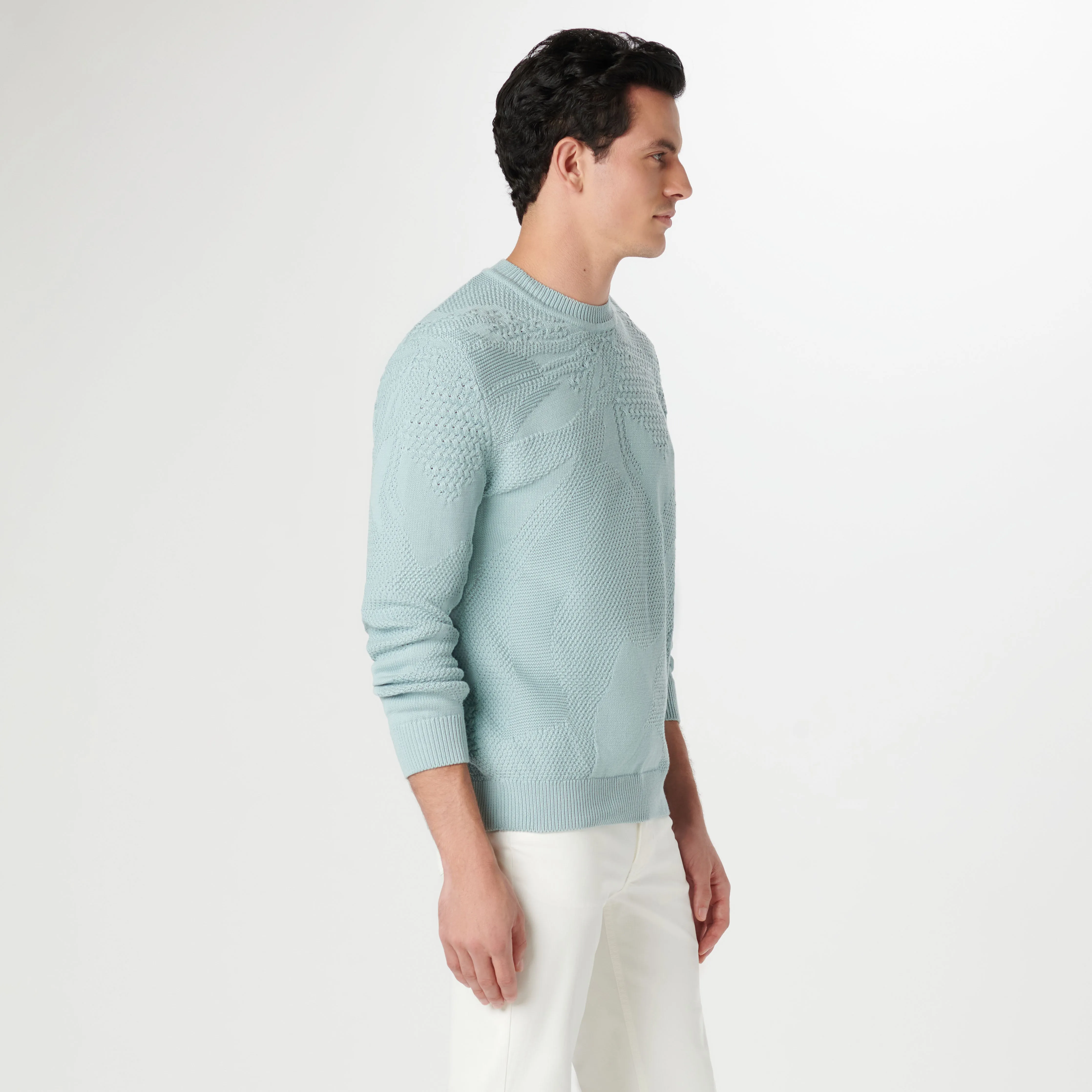 Mixed Stitch Crew Neck Sweater sold by Bugatchi product image thumbnail 4