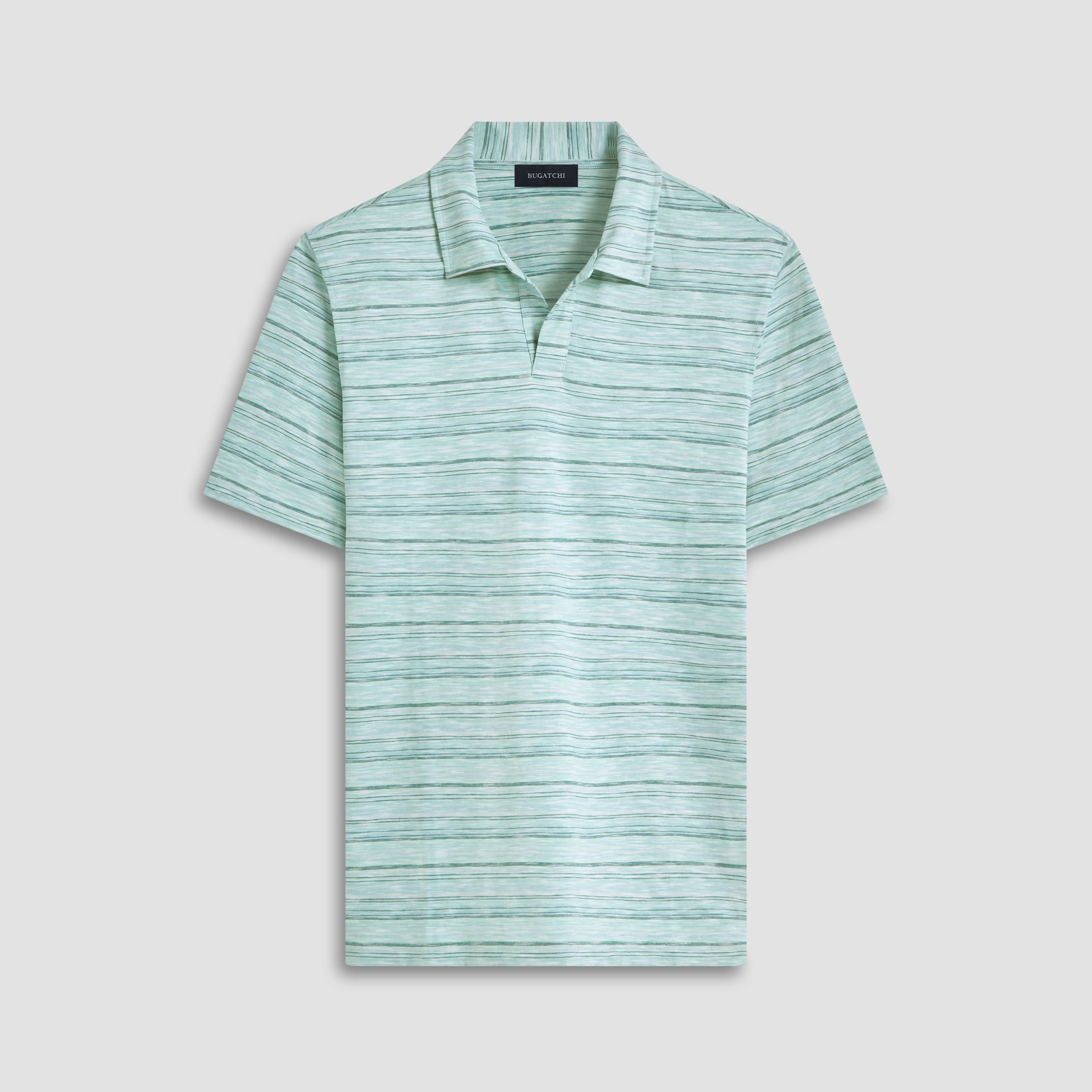Striped Johnny Collar Polo sold by Bugatchi