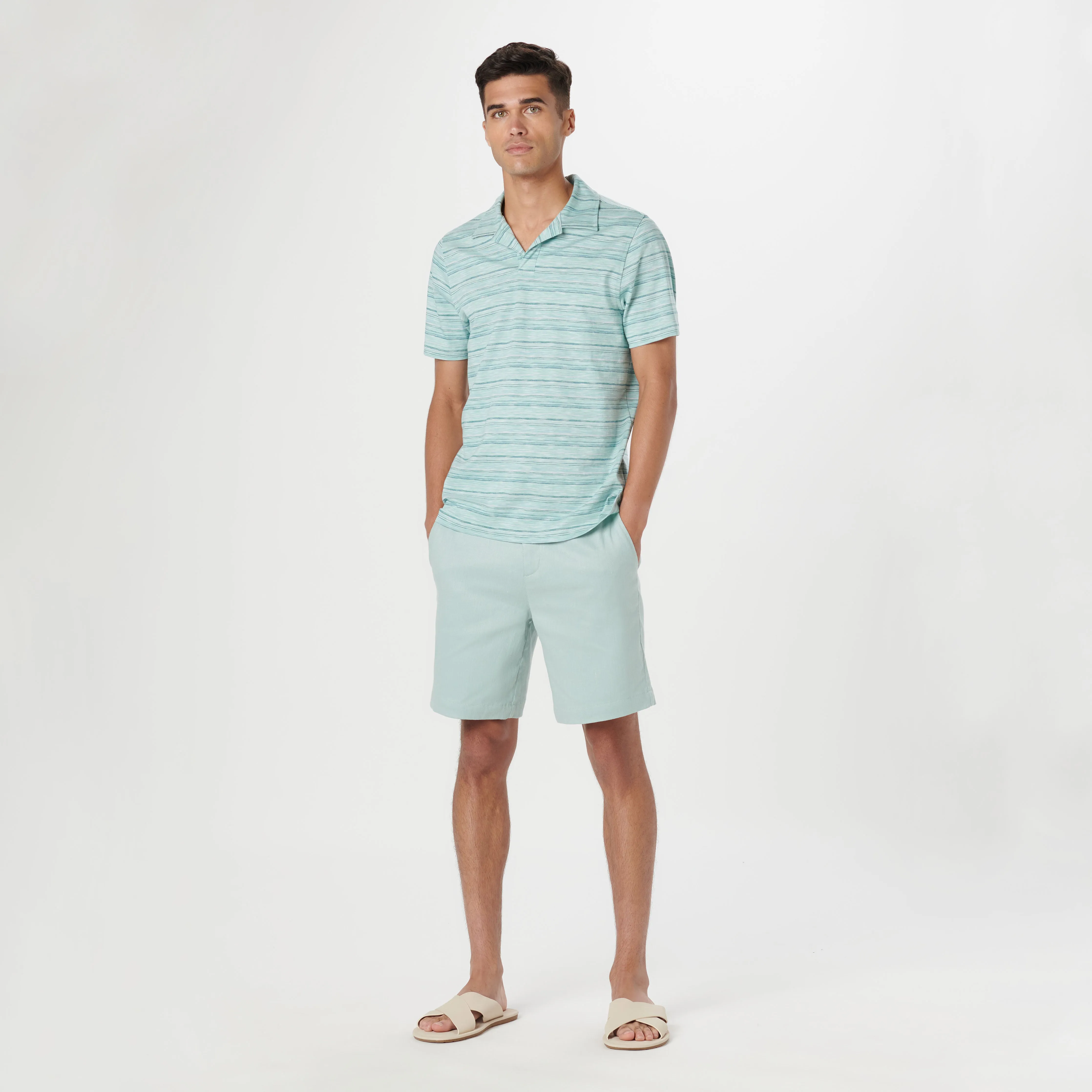Striped Johnny Collar Polo sold by Bugatchi product image thumbnail 5