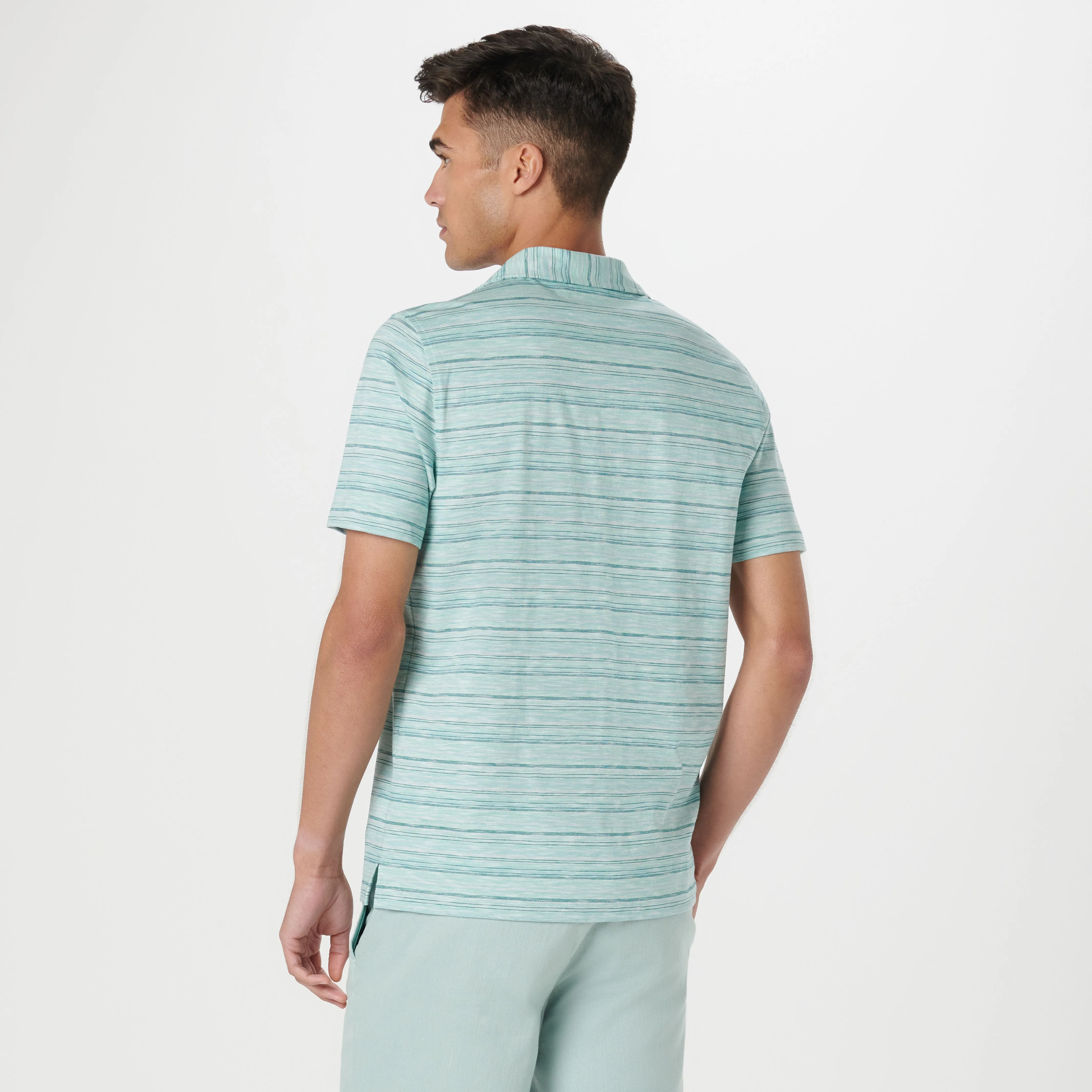 Striped Johnny Collar Polo sold by Bugatchi product image thumbnail 4