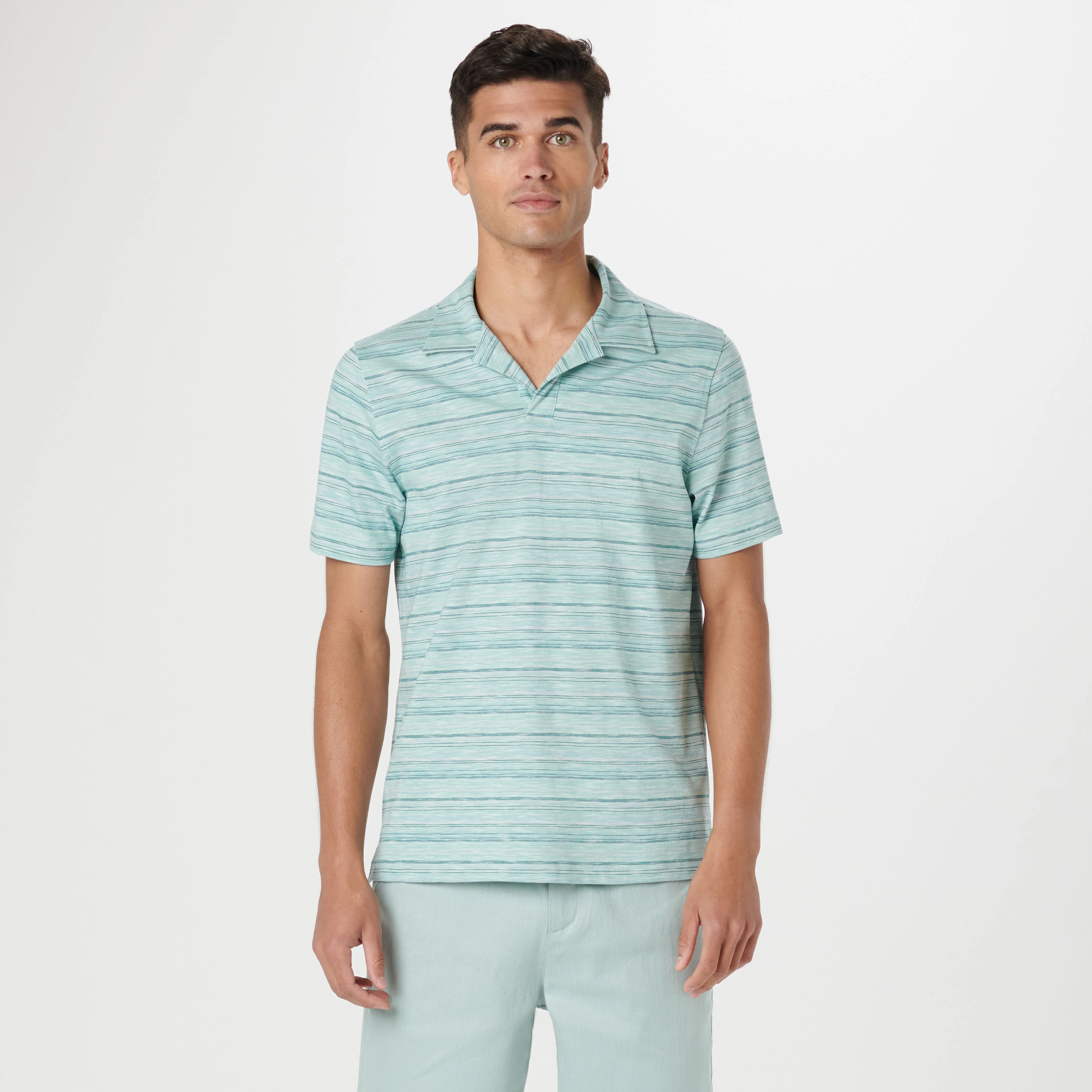 Striped Johnny Collar Polo sold by Bugatchi product image thumbnail 2
