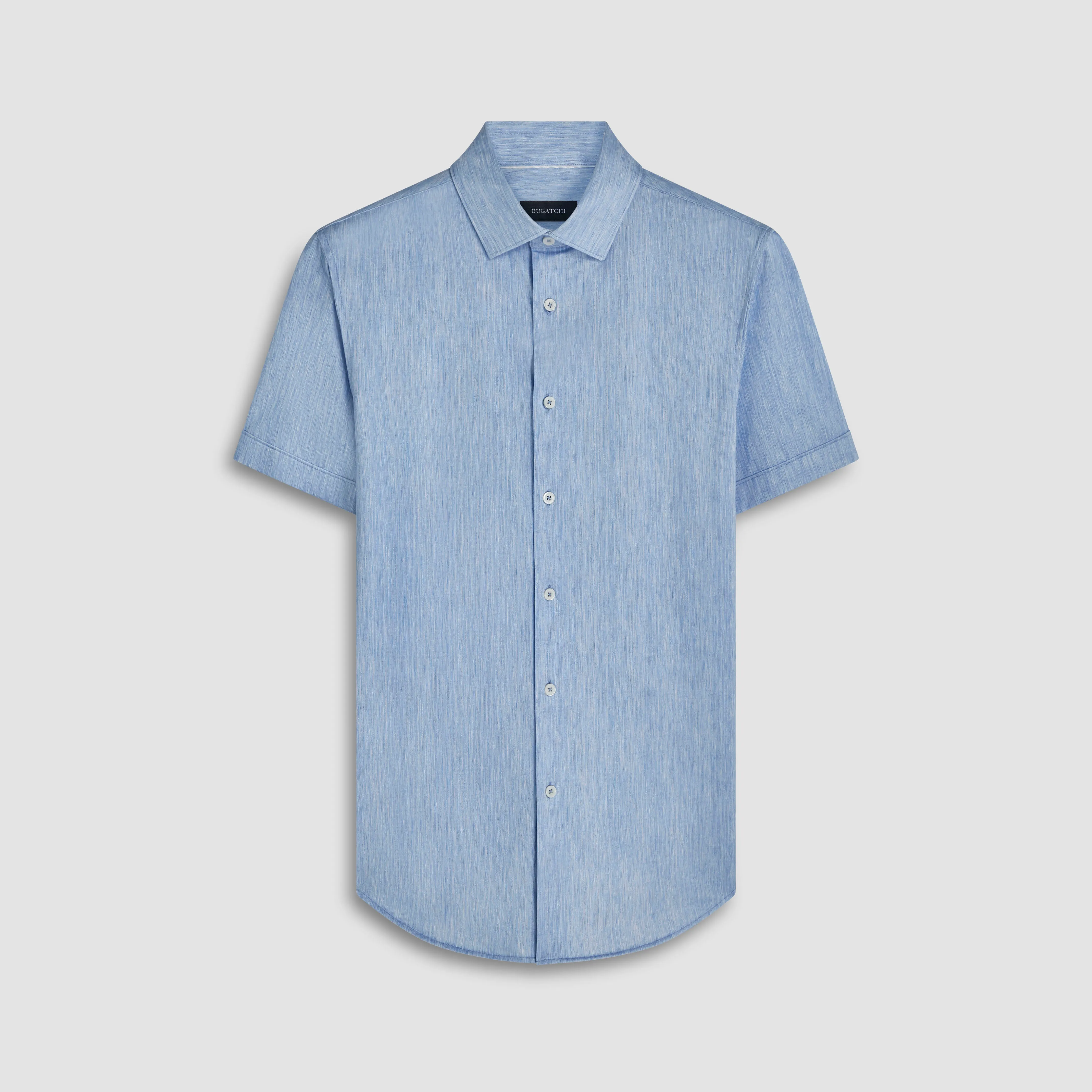 Miles Chambray Print OoohCotton Short Sleeve Shirt sold by Bugatchi