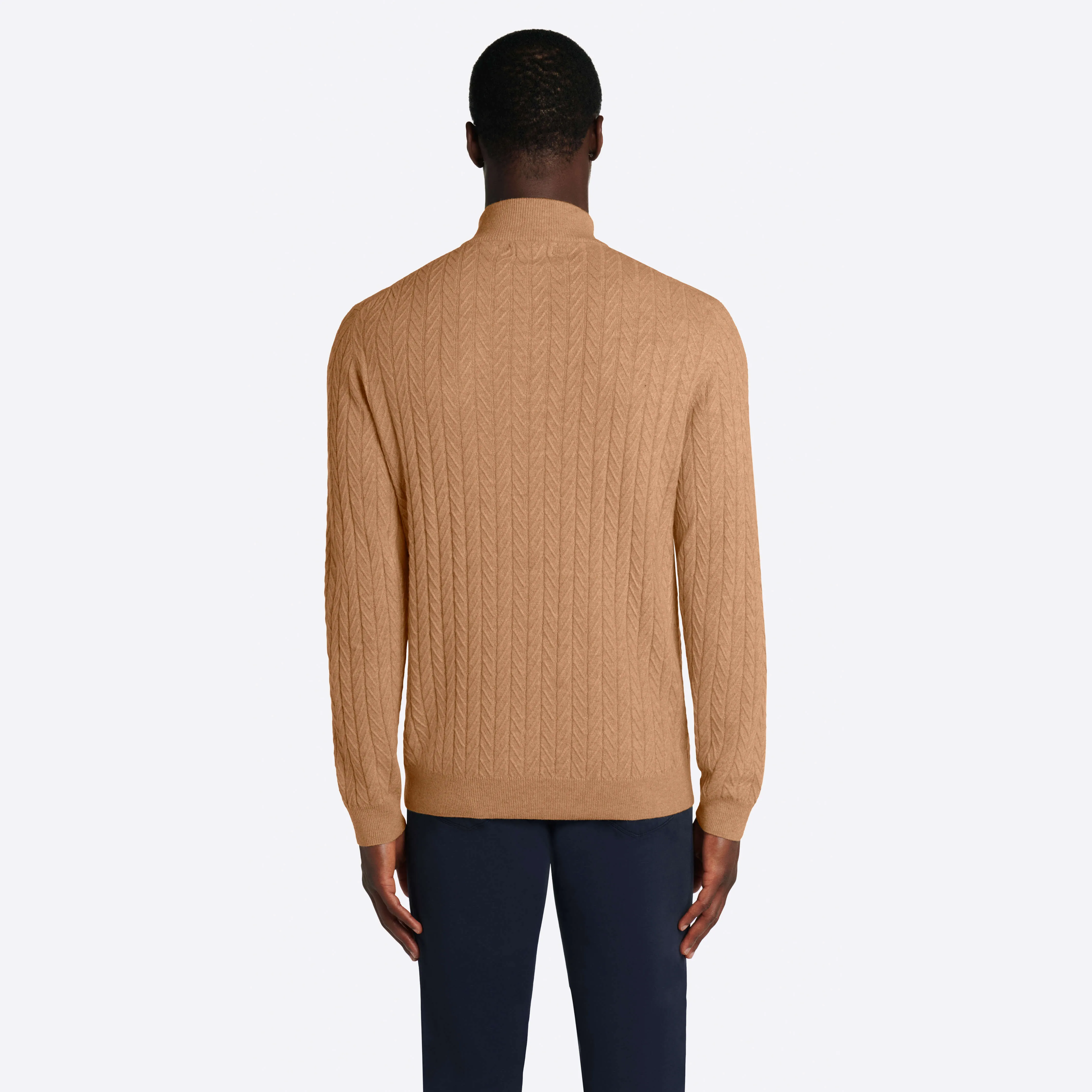 Cable Knit Quarter Zip Mock Neck Sweater sold by Bugatchi product image thumbnail 5