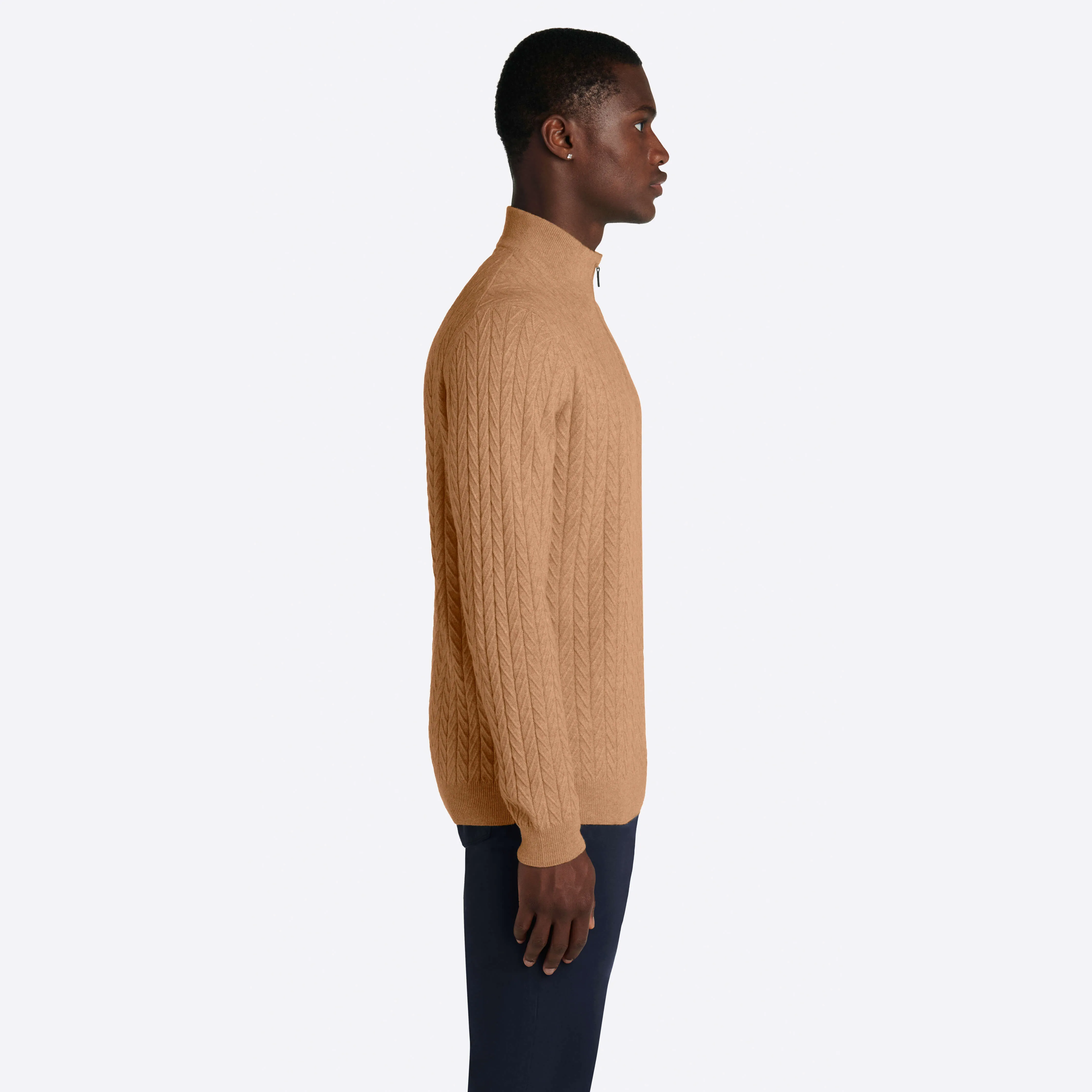 Cable Knit Quarter Zip Mock Neck Sweater sold by Bugatchi product image thumbnail 4