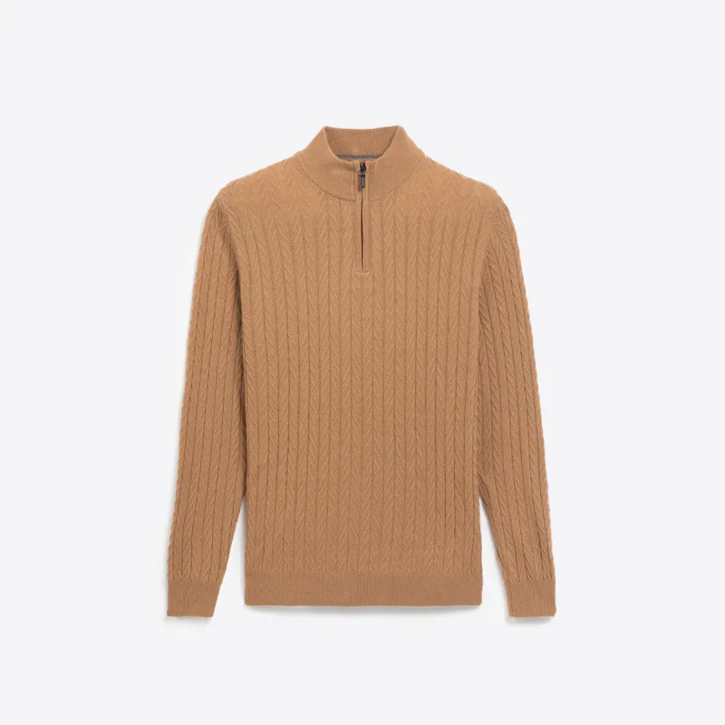 Cable Knit Quarter Zip Mock Neck Sweater sold by Bugatchi