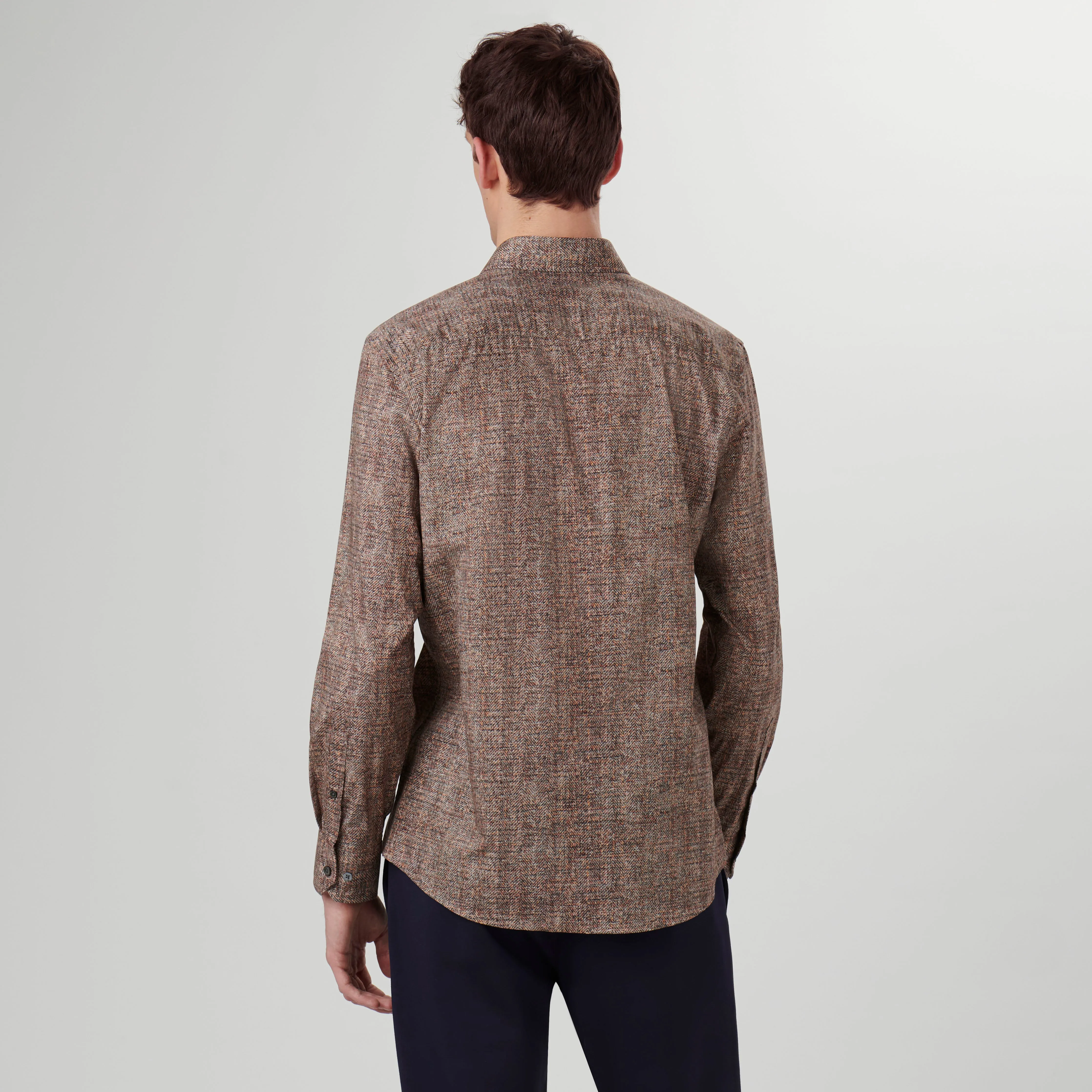 Julian Herringbone Print Shirt sold by Bugatchi product image thumbnail 4