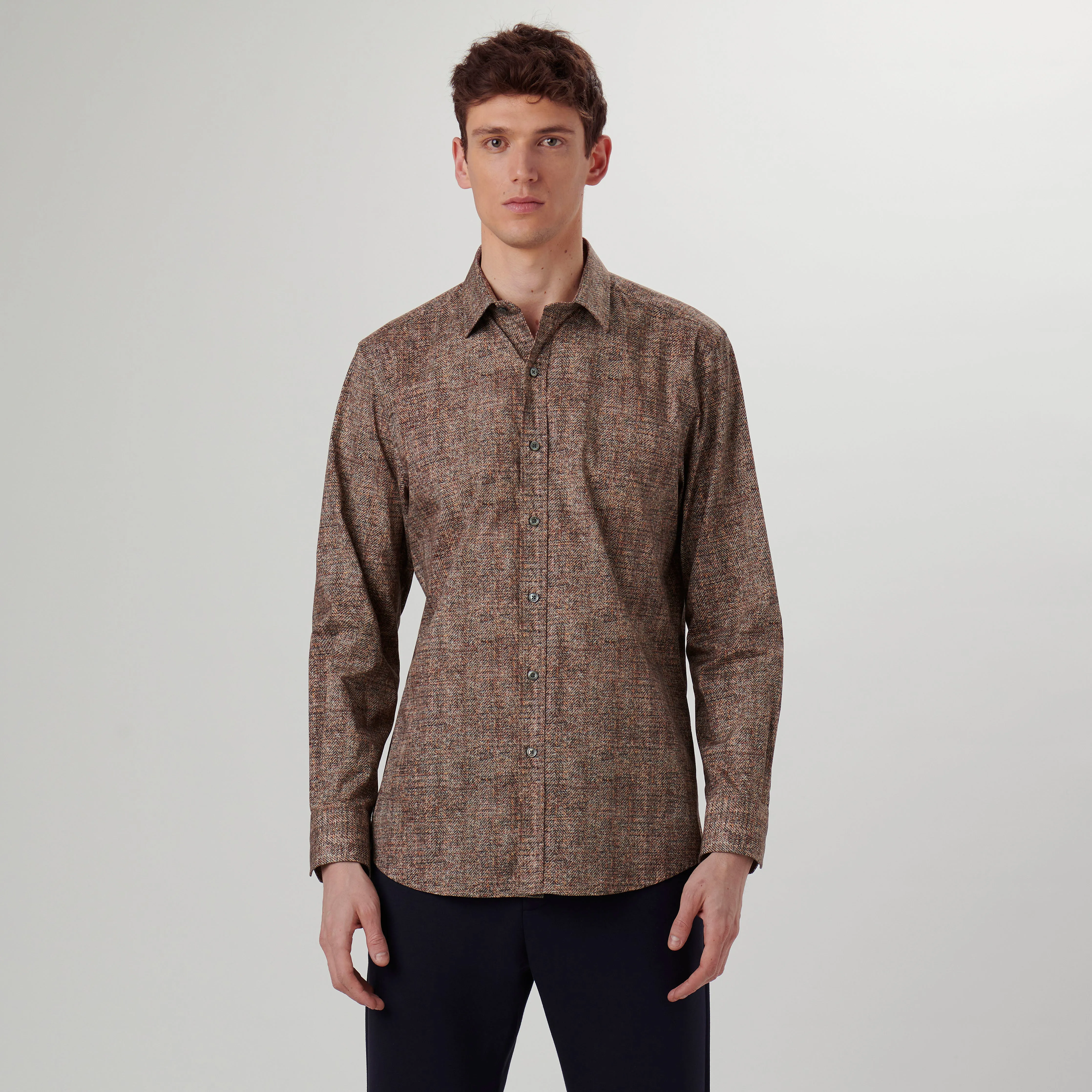 Julian Herringbone Print Shirt sold by Bugatchi product image thumbnail 2