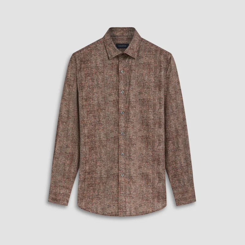 Julian Herringbone Print Shirt sold by Bugatchi