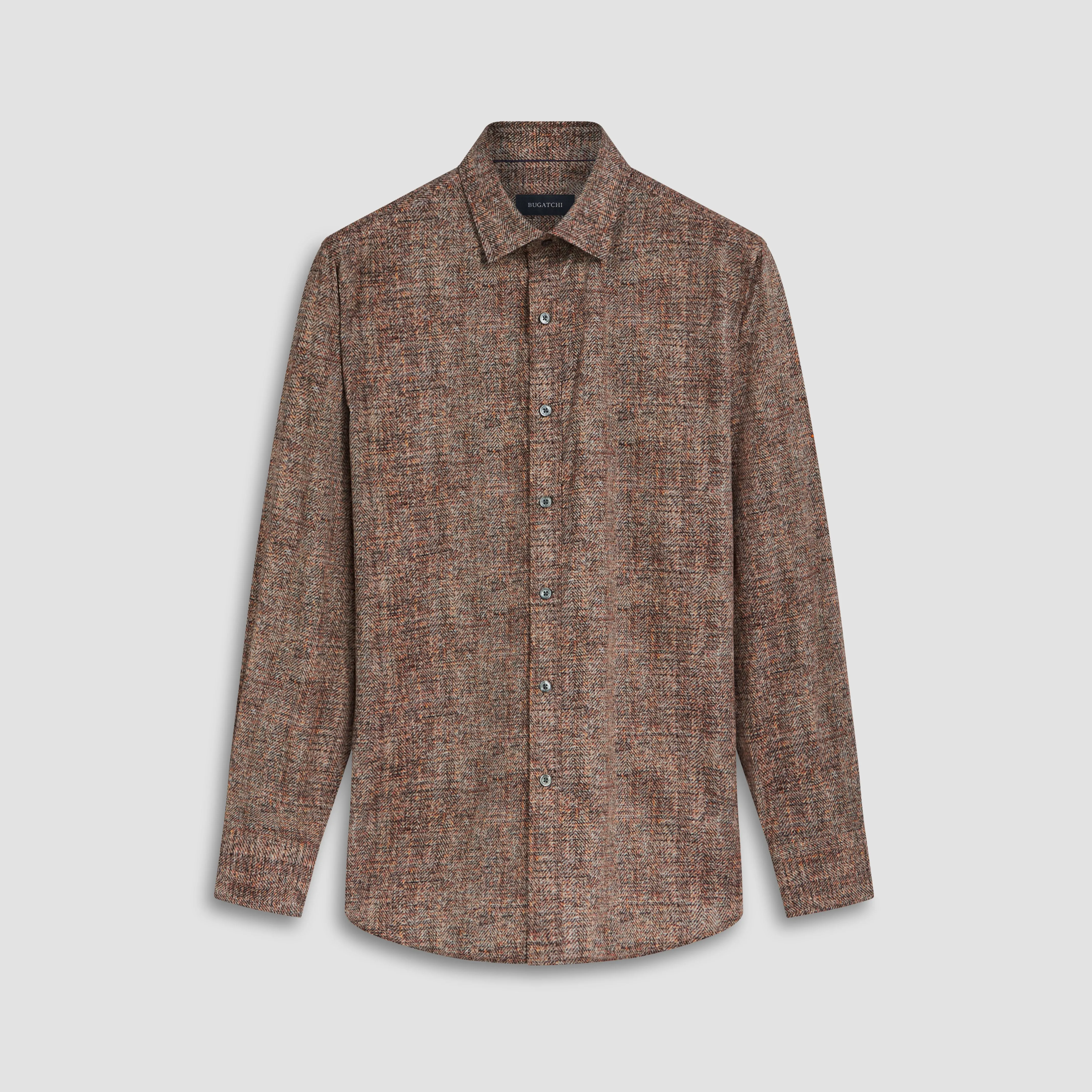 Julian Herringbone Print Shirt sold by Bugatchi