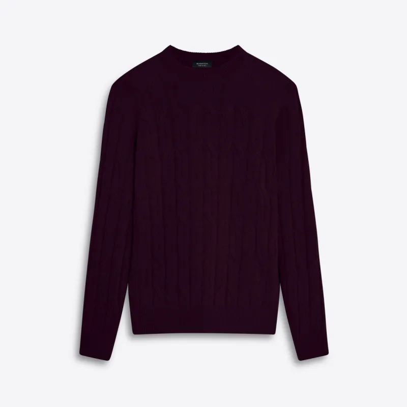 Crew Neck Cable Jacquard Sweater sold by Bugatchi