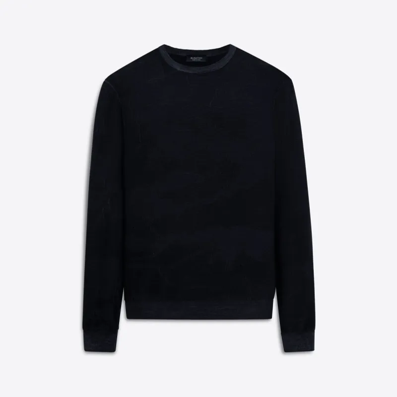 Super Merino Crew Neck Jacquard Sweater sold by Bugatchi