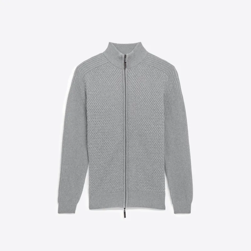 Basketweave Knit Full Zip Mock Neck Sweater sold by Bugatchi
