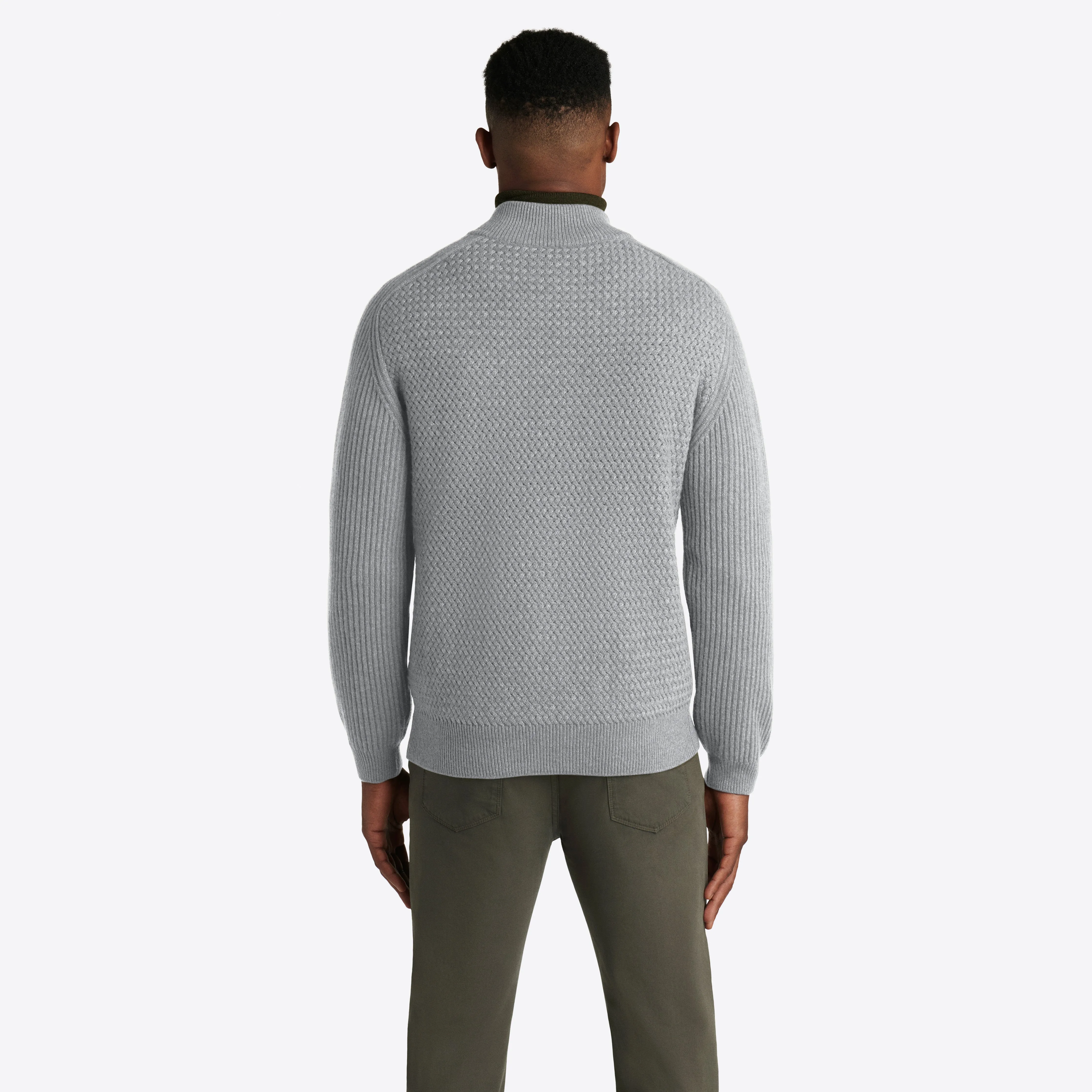 Basketweave Knit Full Zip Mock Neck Sweater sold by Bugatchi product image thumbnail 5