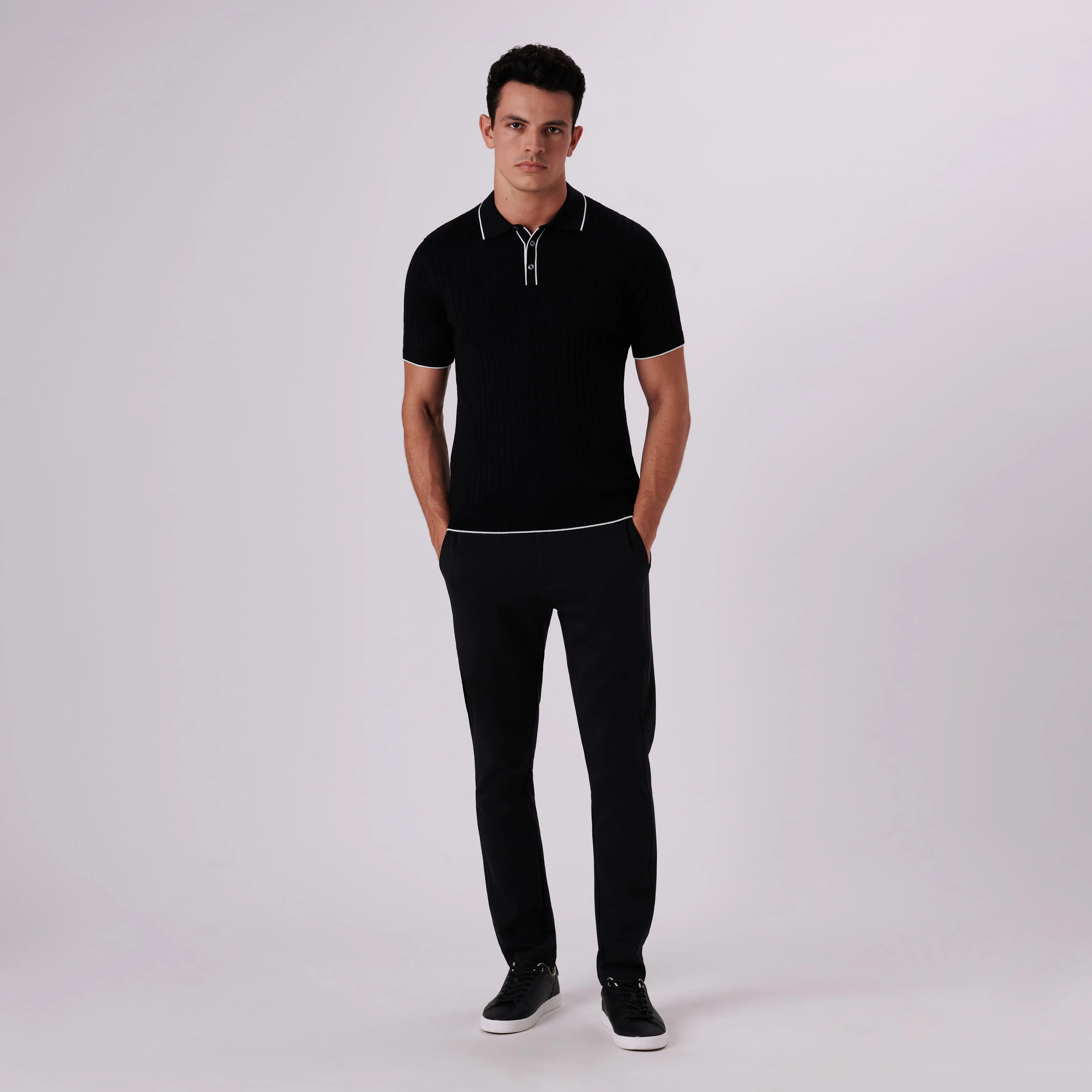 Rib Knit Short Sleeve Polo Sweater sold by Bugatchi product image thumbnail 5