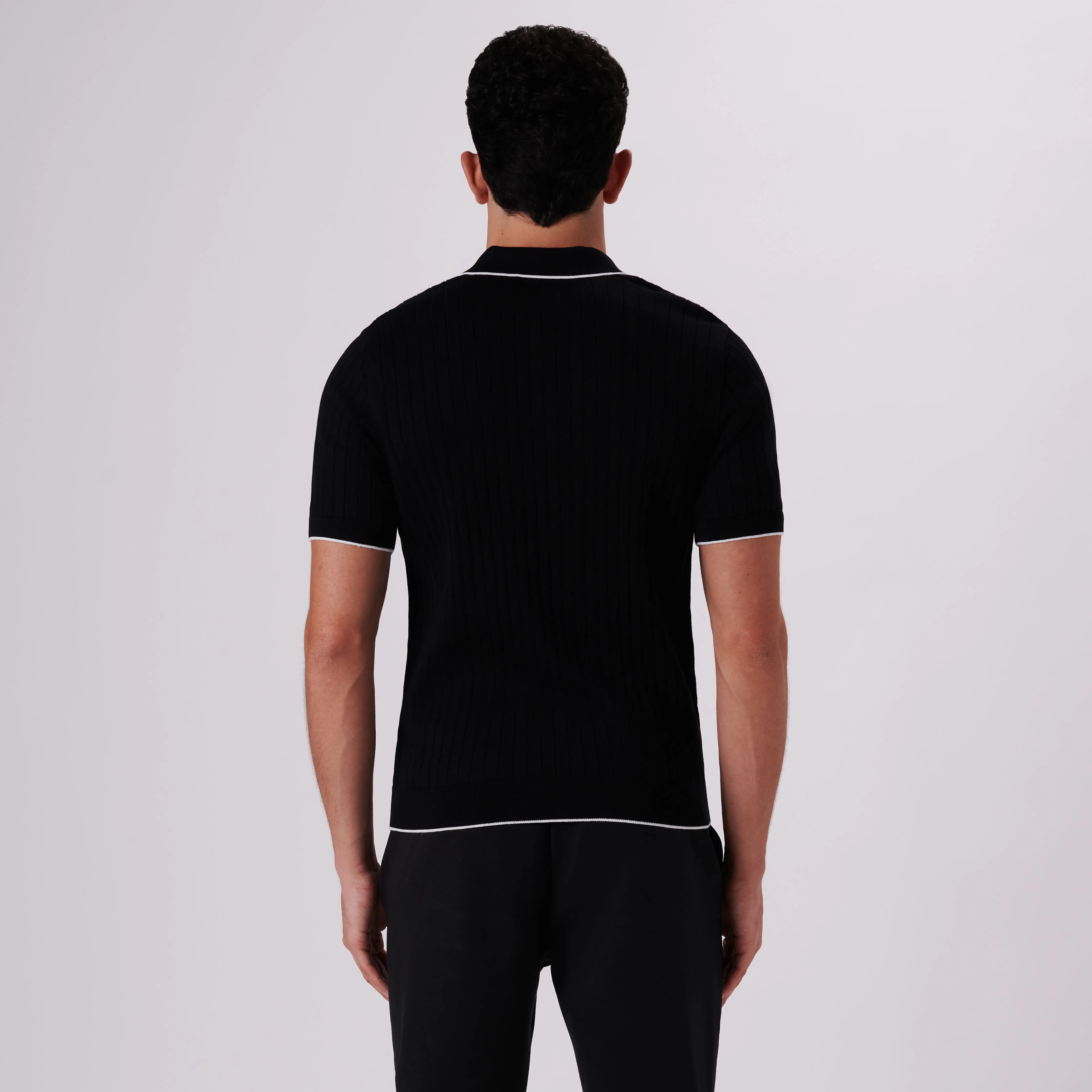 Rib Knit Short Sleeve Polo Sweater sold by Bugatchi product image thumbnail 4