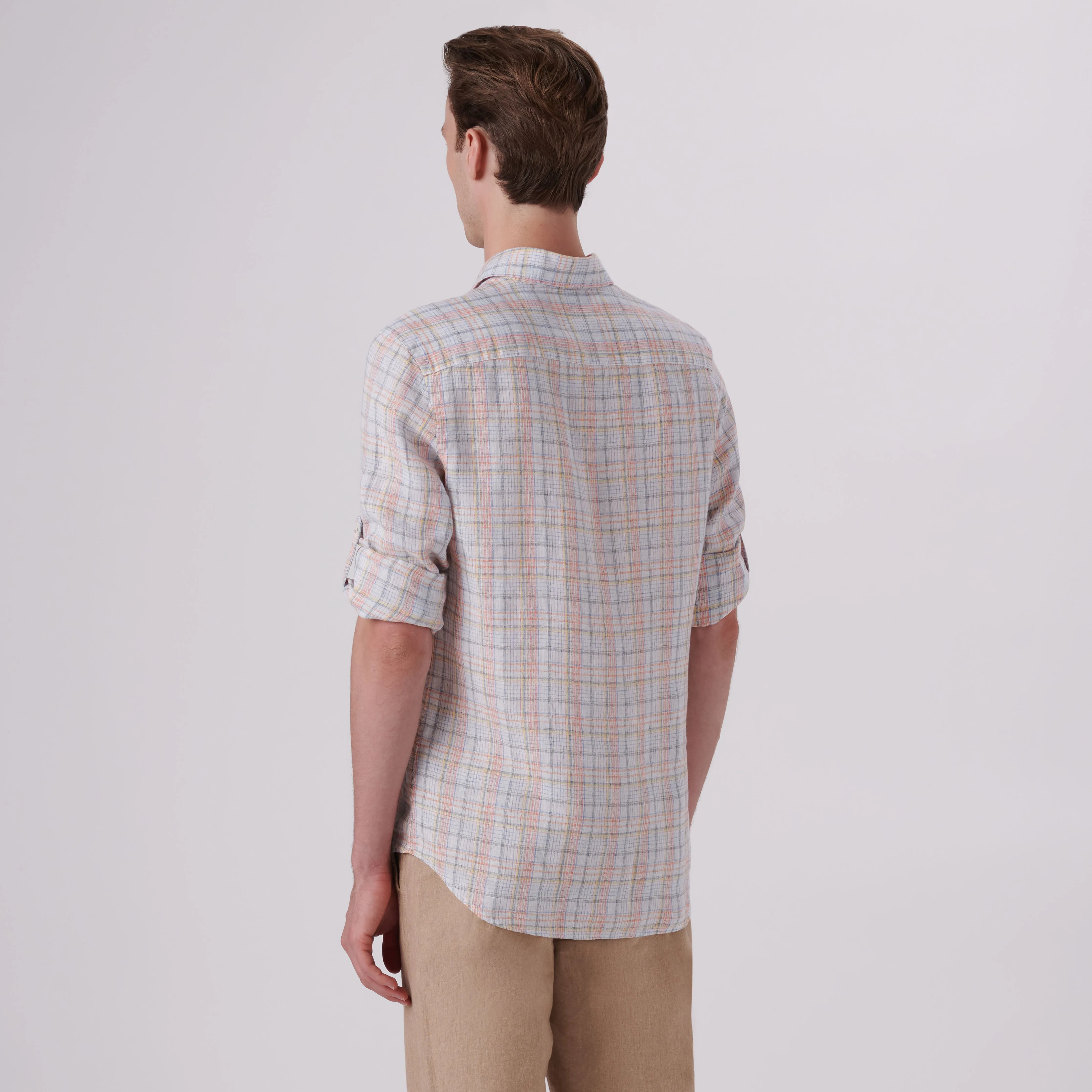 Julian Multi Check Linen Shirt sold by Bugatchi product image thumbnail 4