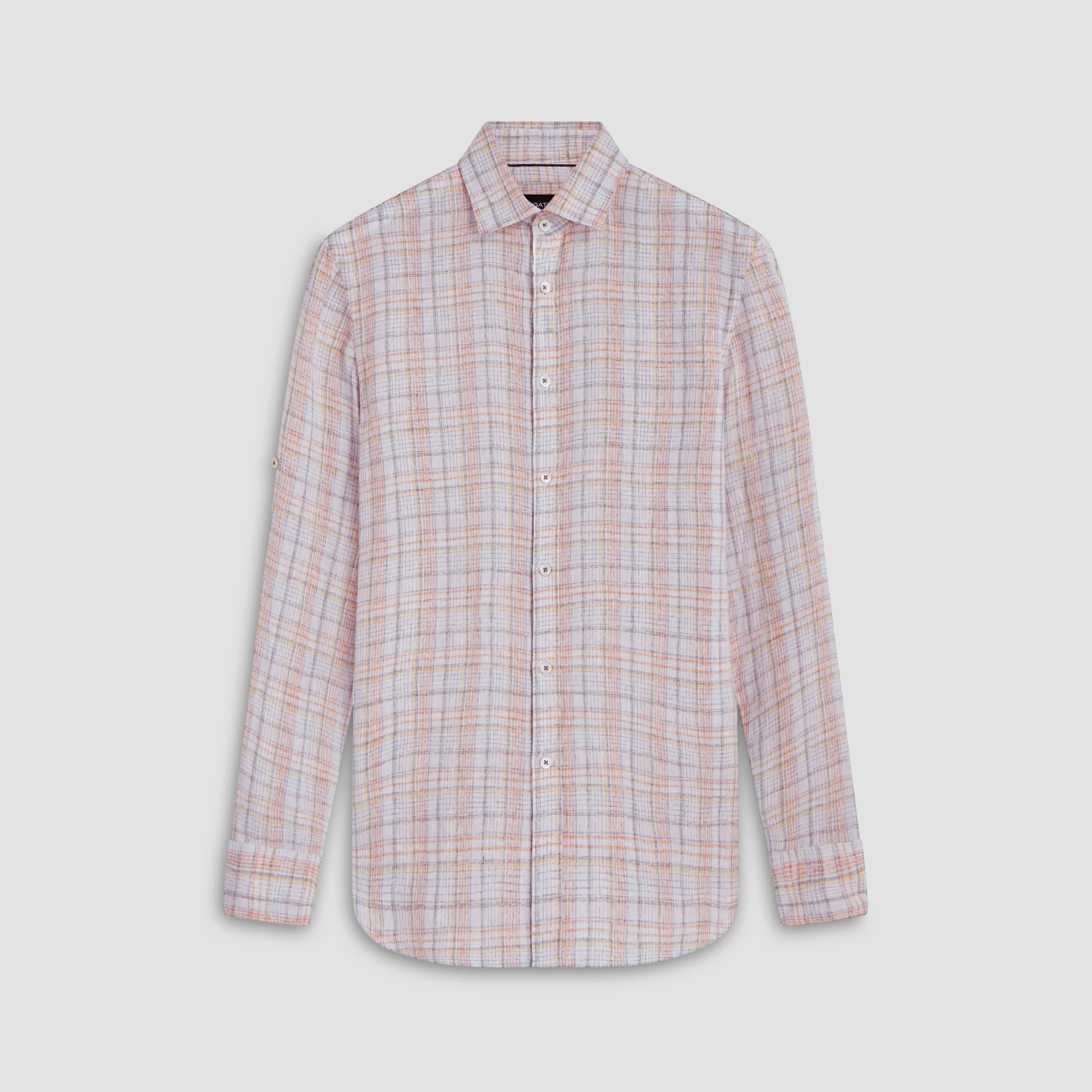 Julian Multi Check Linen Shirt sold by Bugatchi