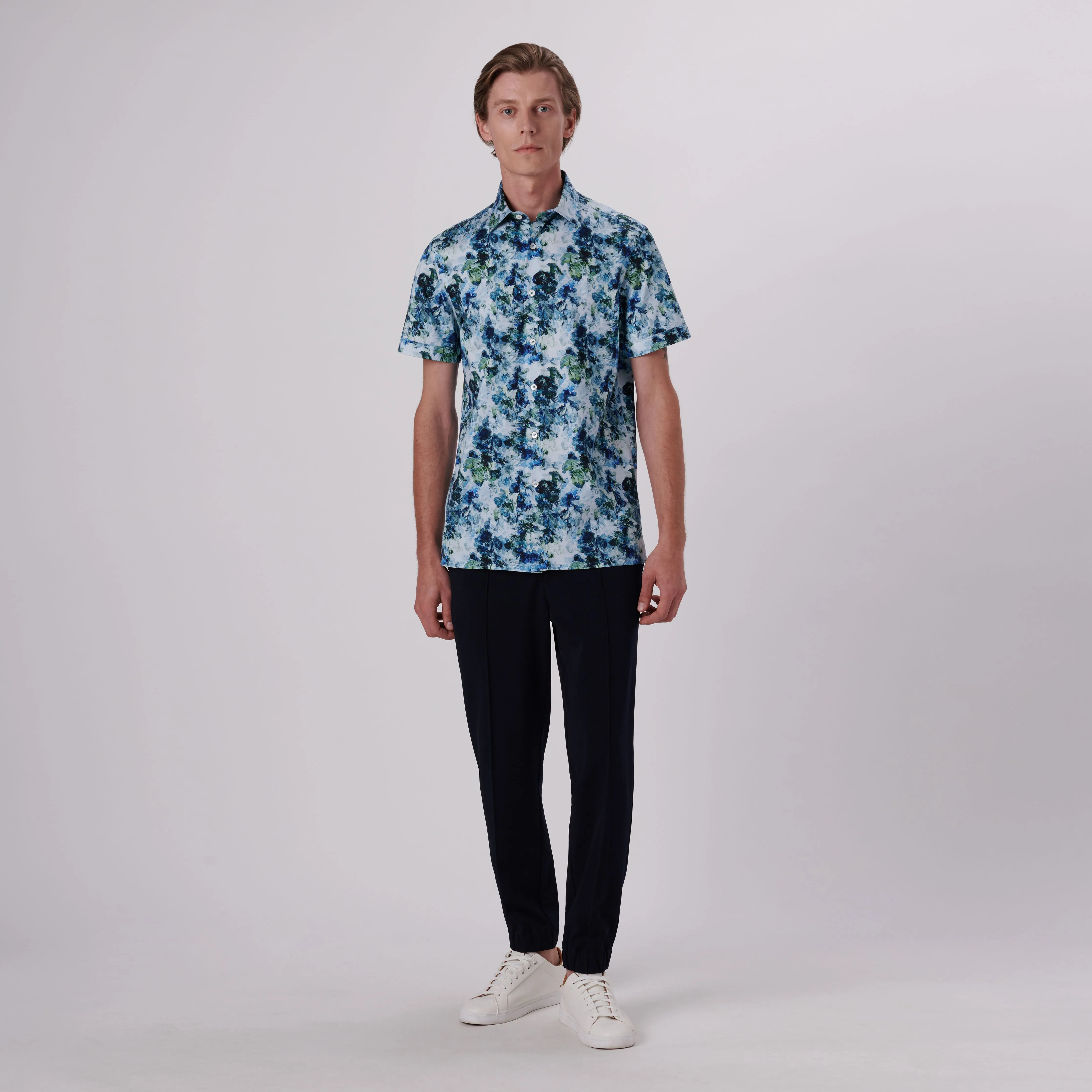 Milo Aquarelle Leaf Print OoohCotton Short Sleeve Shirt sold by Bugatchi product image thumbnail 5
