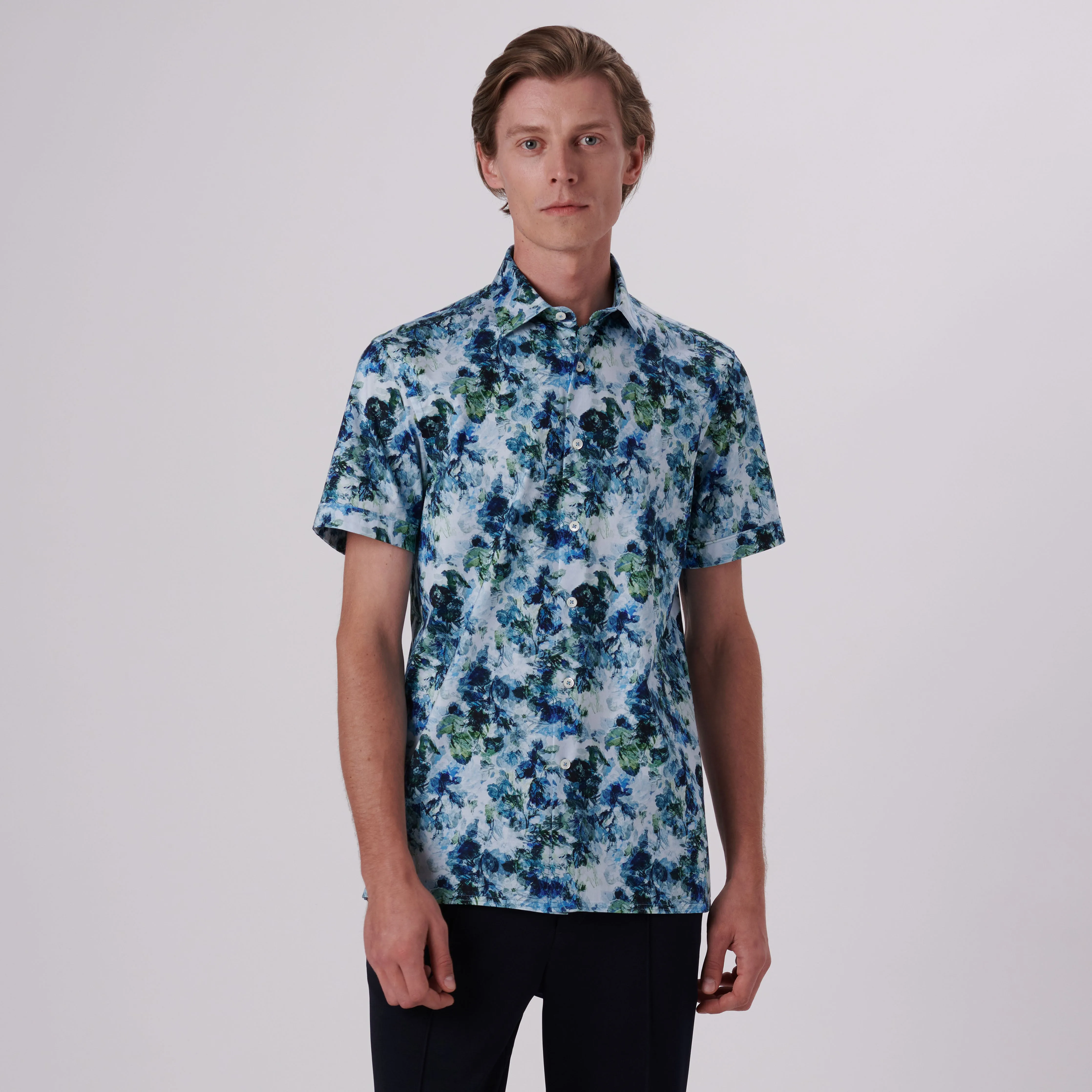 Milo Aquarelle Leaf Print OoohCotton Short Sleeve Shirt sold by Bugatchi product image thumbnail 2