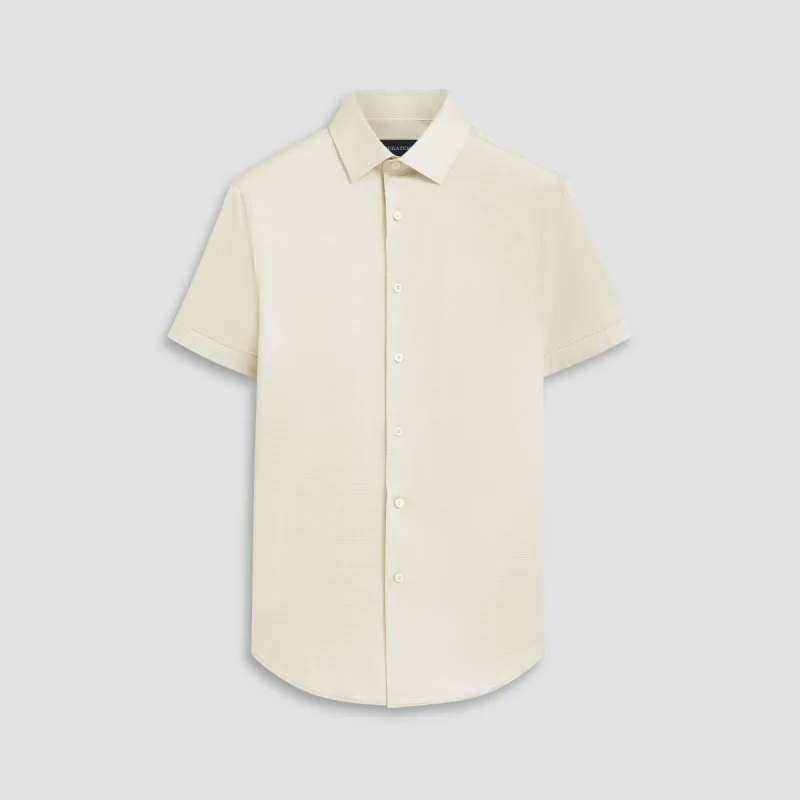 Miles Pin Dot OoohCotton Short Sleeve Shirt sold by Bugatchi