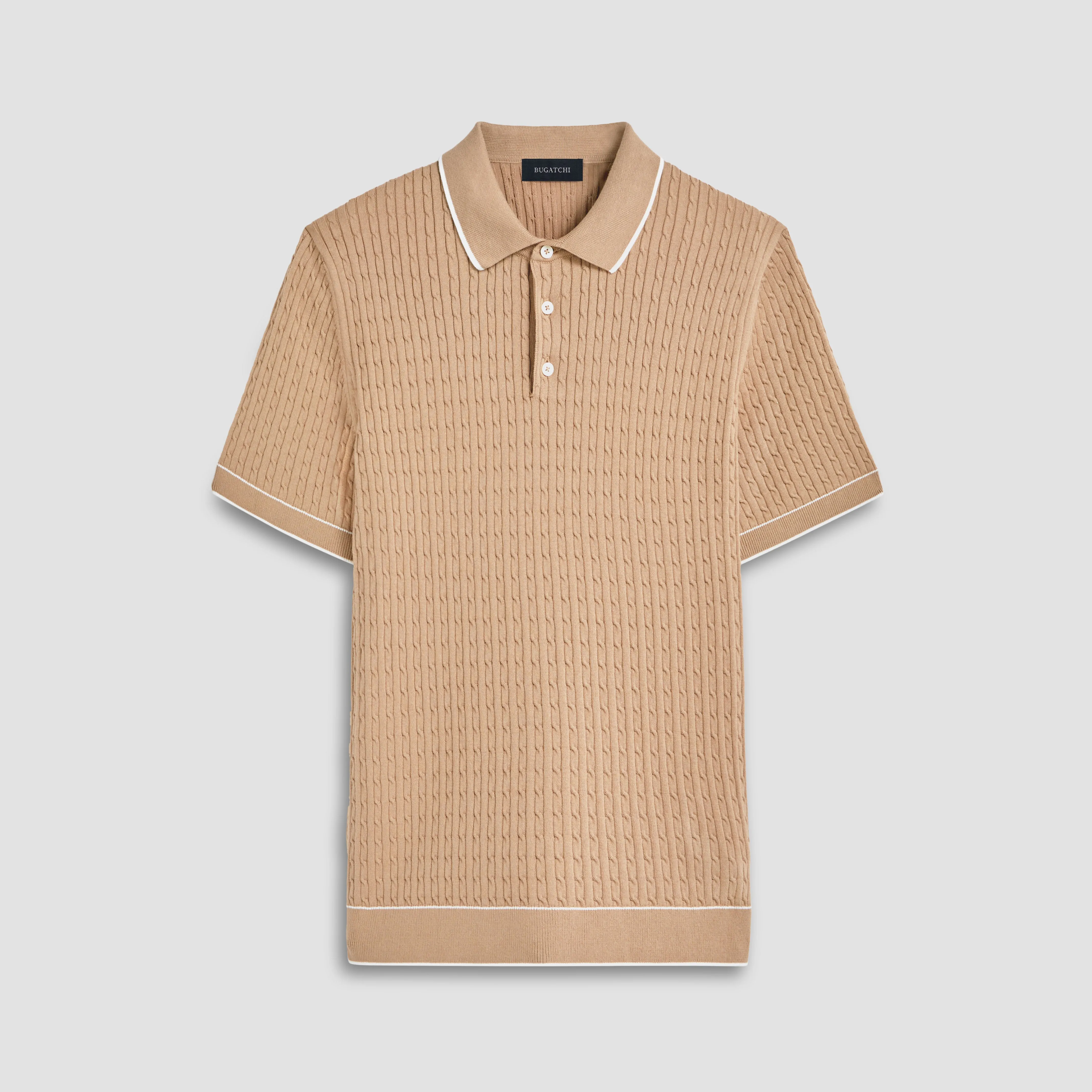 Cable Stitch Short Sleeve Polo Sweater sold by Bugatchi product image thumbnail 2