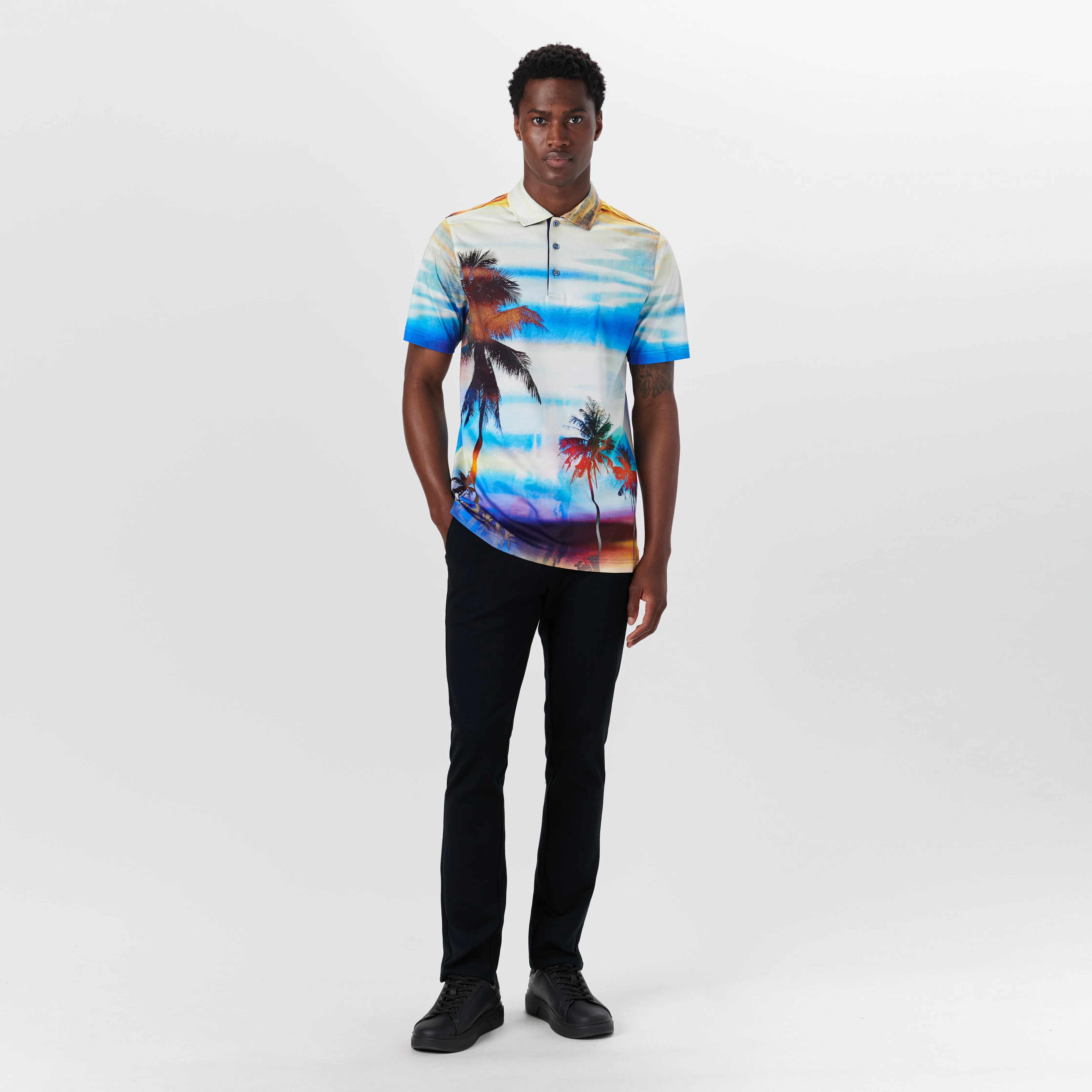 Hendrix Palm Tree Print Polo sold by Bugatchi product image thumbnail 5