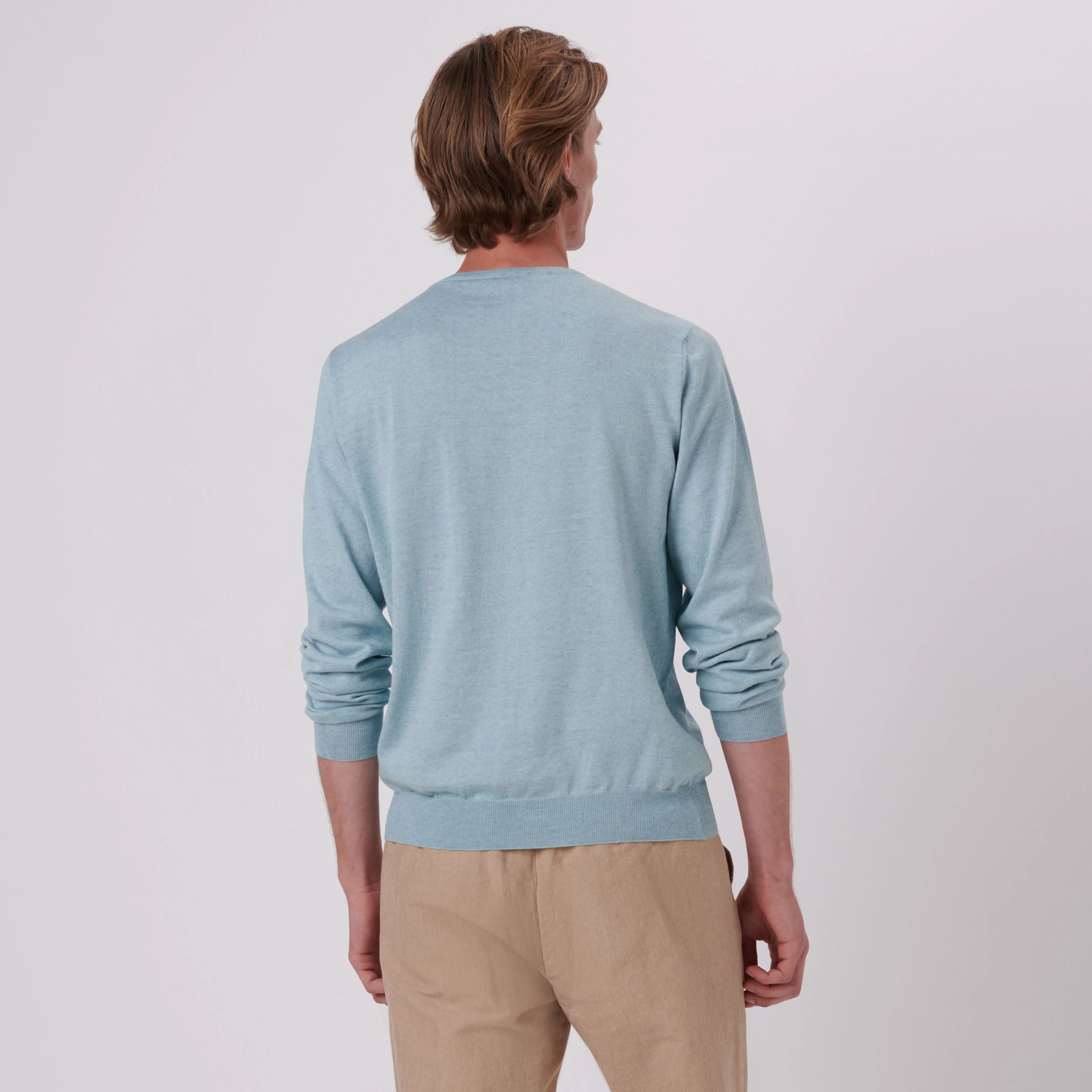 Solid Cotton Cashmere Crew Neck Sweater sold by Bugatchi product image thumbnail 4