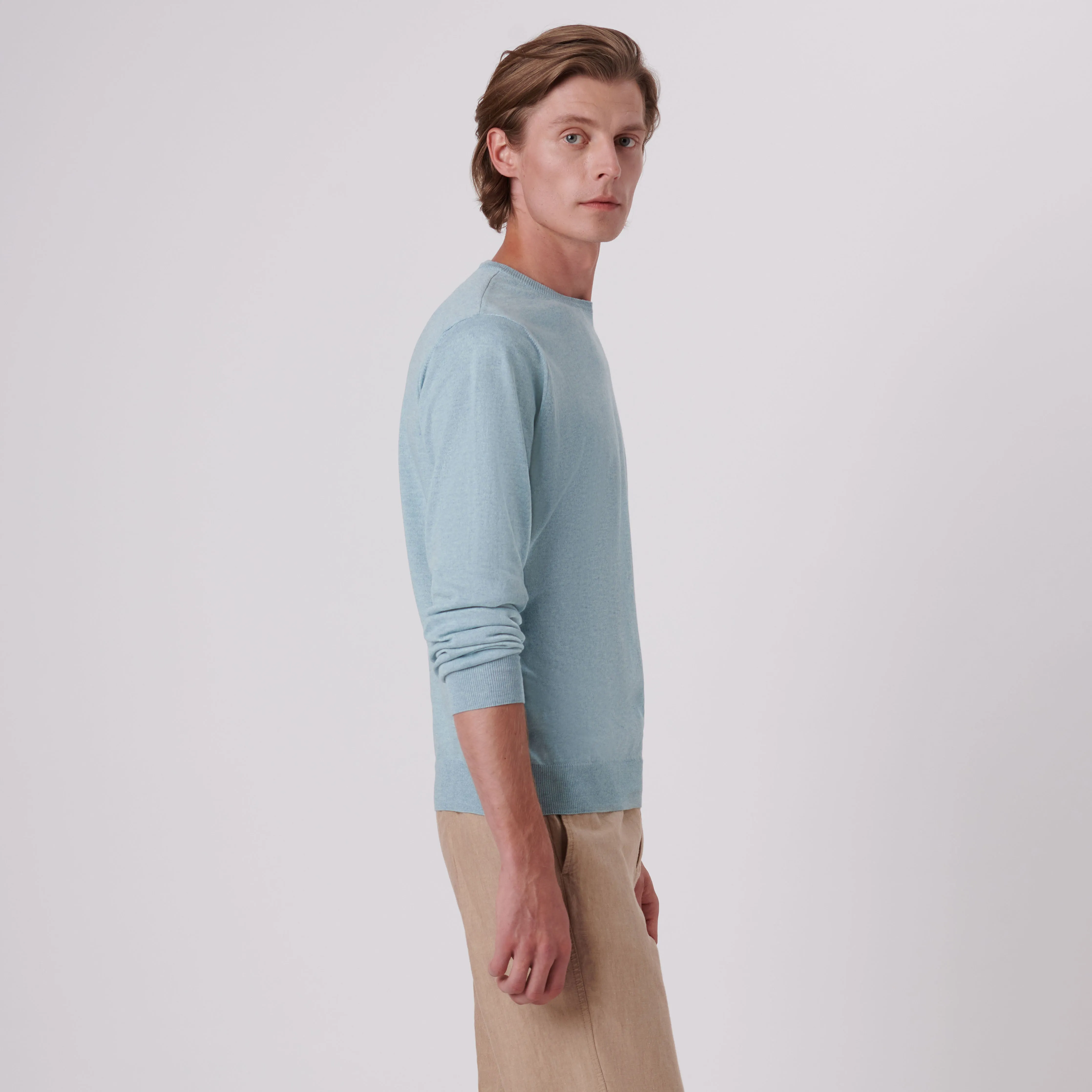 Solid Cotton Cashmere Crew Neck Sweater sold by Bugatchi product image thumbnail 3