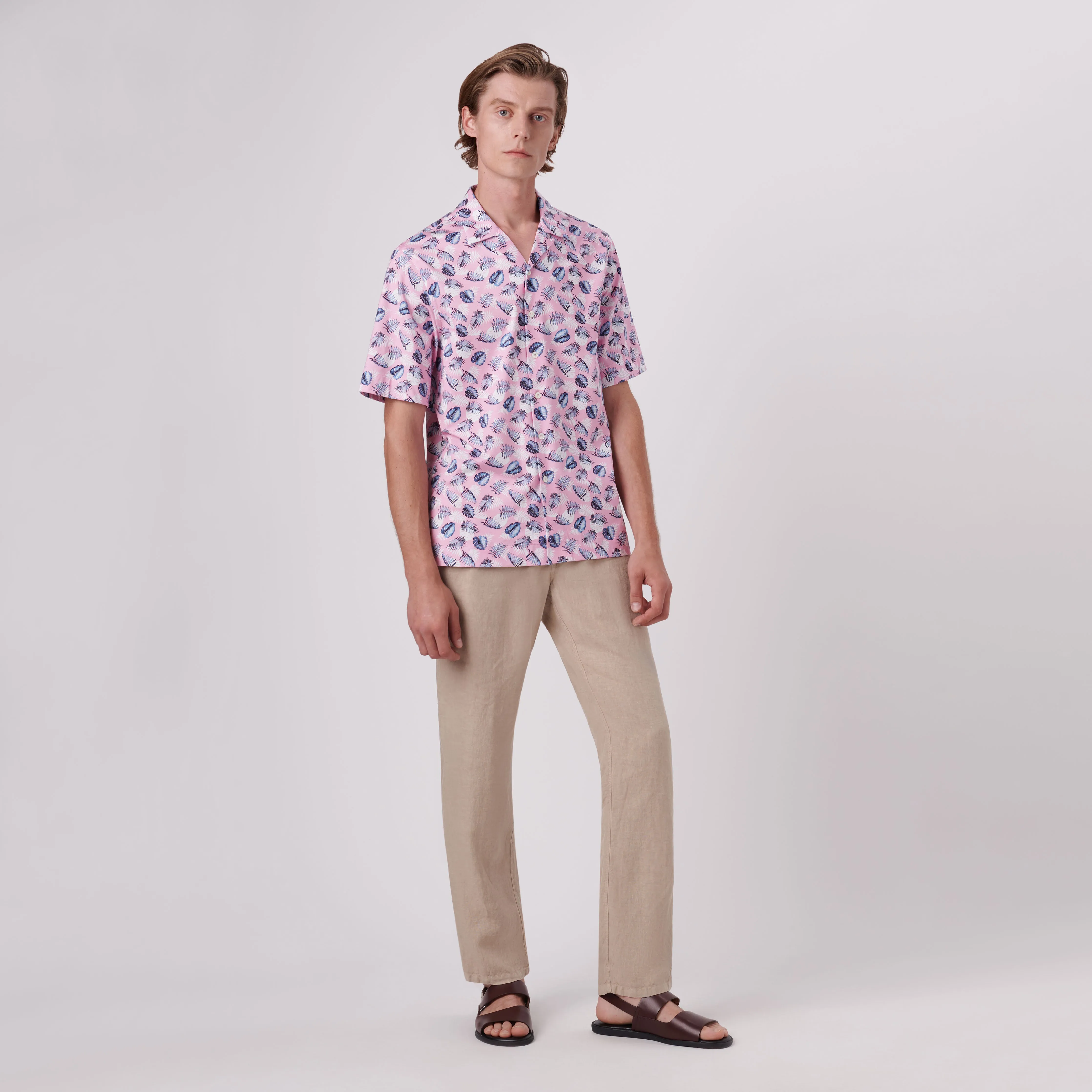 Cole Leaf Print OoohCotton Camp Shirt sold by Bugatchi product image thumbnail 5
