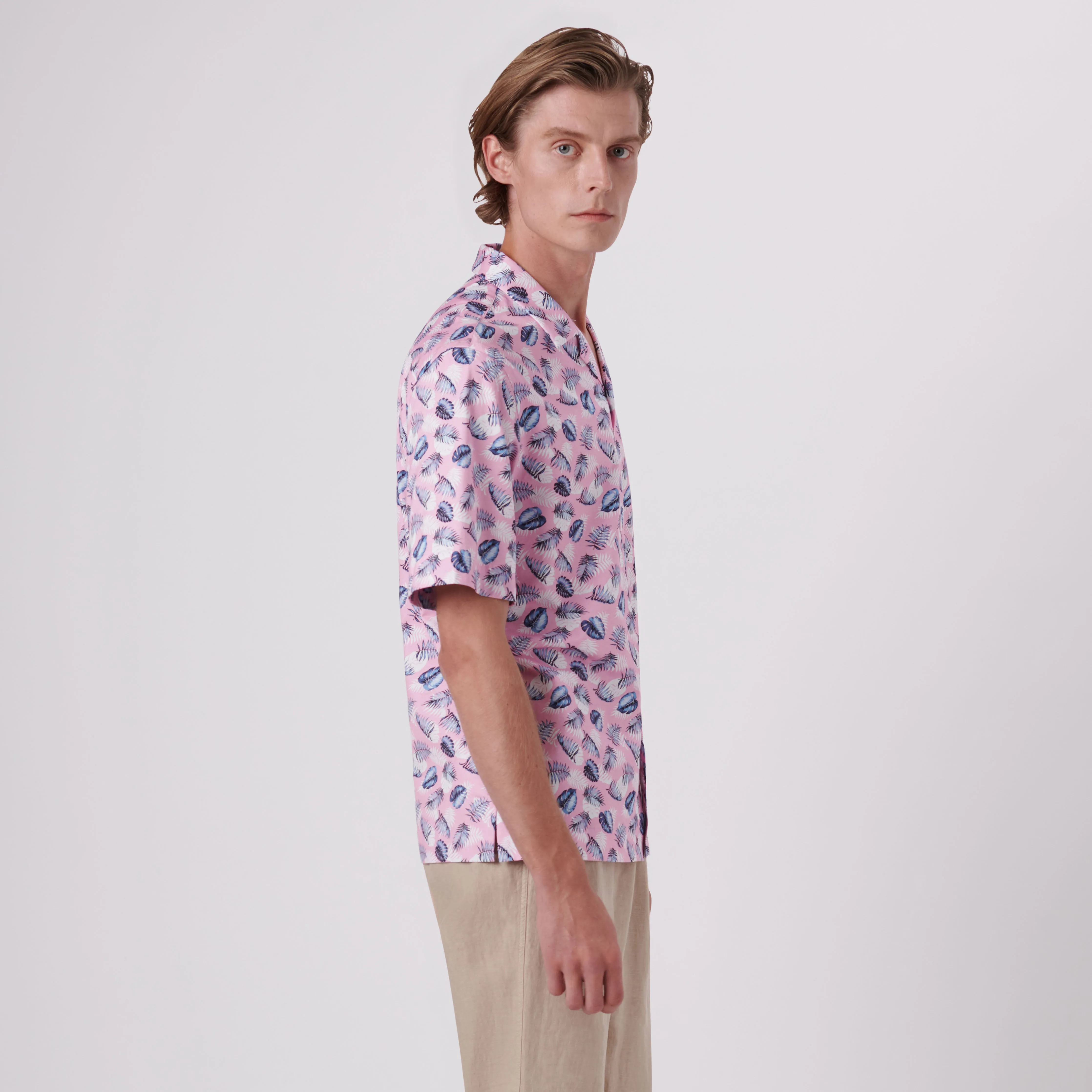 Cole Leaf Print OoohCotton Camp Shirt sold by Bugatchi product image thumbnail 3