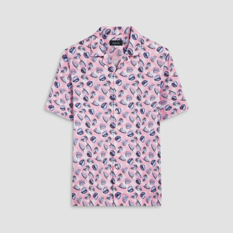 Cole Leaf Print OoohCotton Camp Shirt sold by Bugatchi