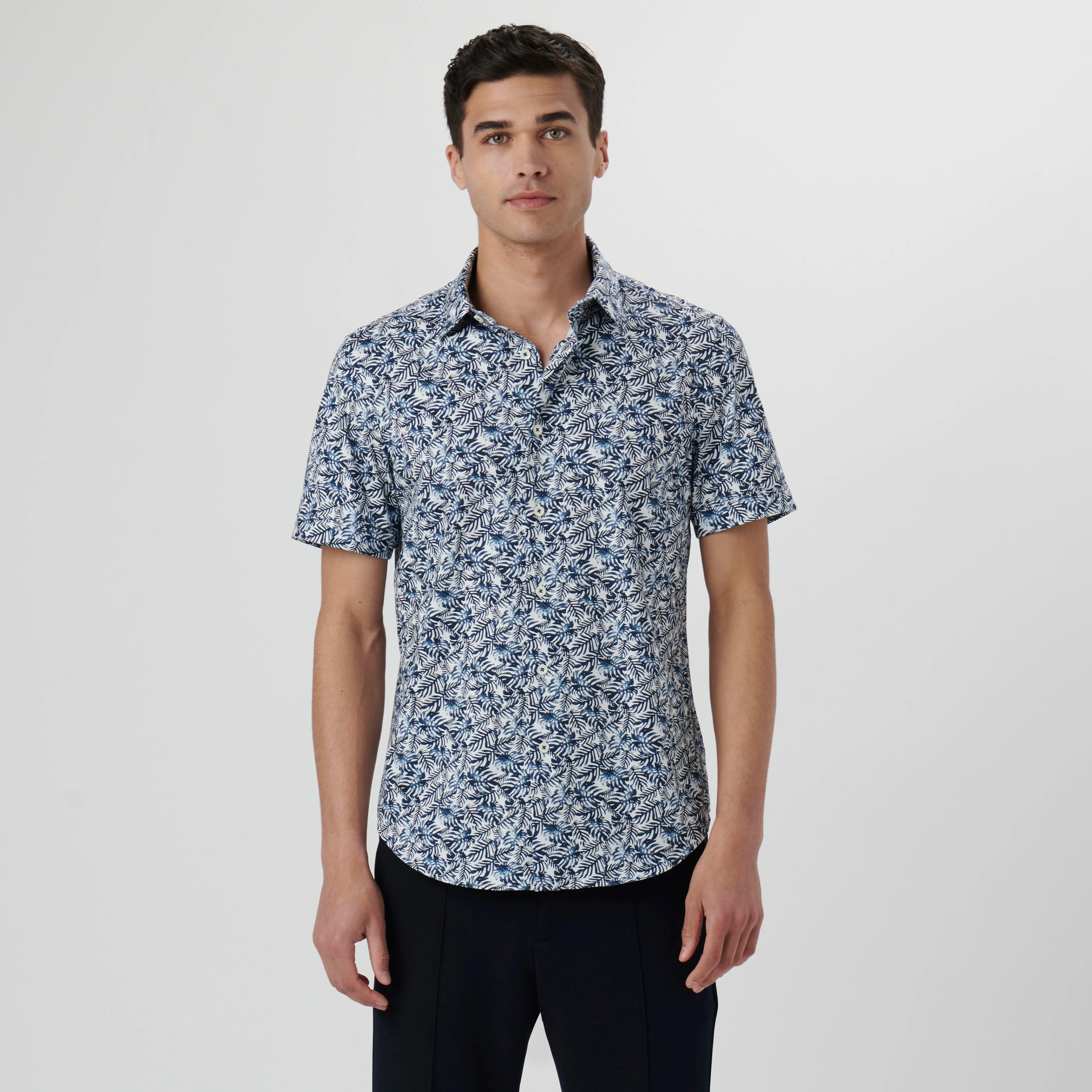 Miles Leaf Print OoohCotton Short Sleeve Shirt sold by Bugatchi product image thumbnail 2