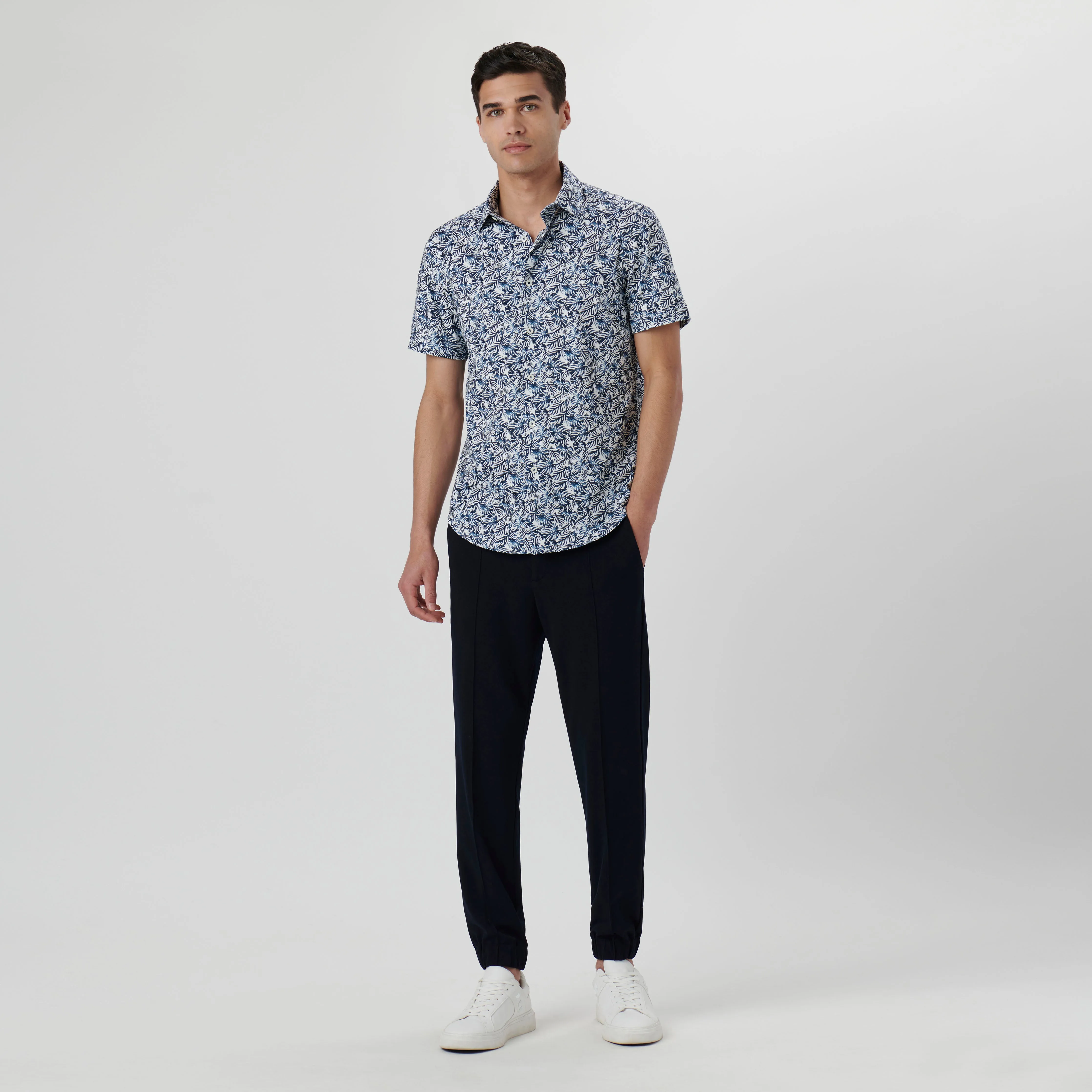 Miles Leaf Print OoohCotton Short Sleeve Shirt sold by Bugatchi product image thumbnail 5