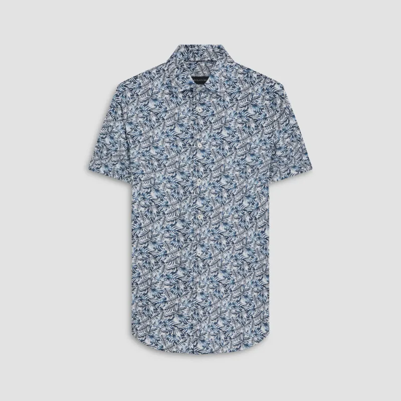 Miles Leaf Print OoohCotton Short Sleeve Shirt sold by Bugatchi