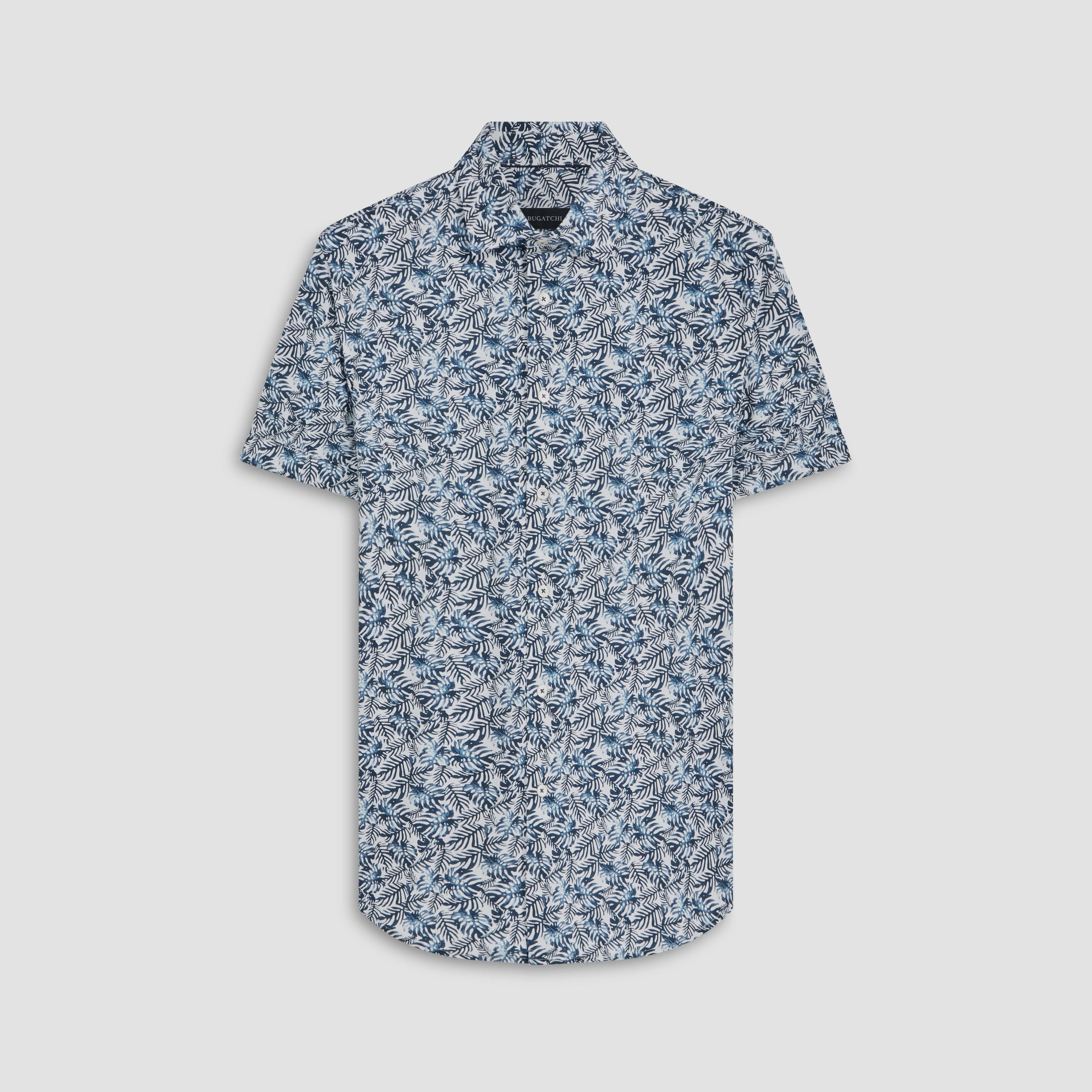 Miles Leaf Print OoohCotton Short Sleeve Shirt sold by Bugatchi