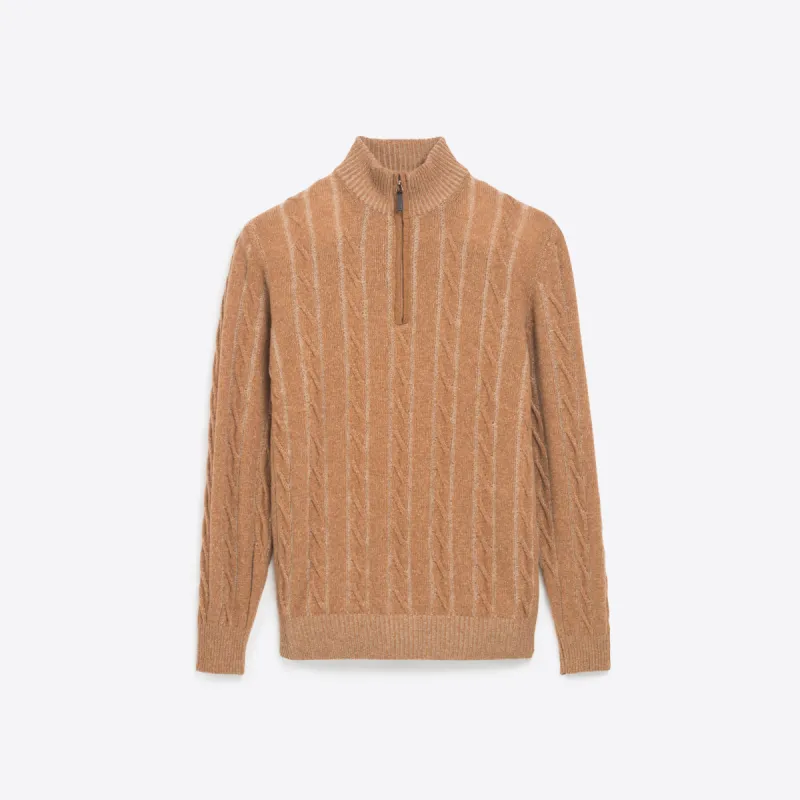 Cable Knit Quarter Zip Mock Neck Sweater sold by Bugatchi
