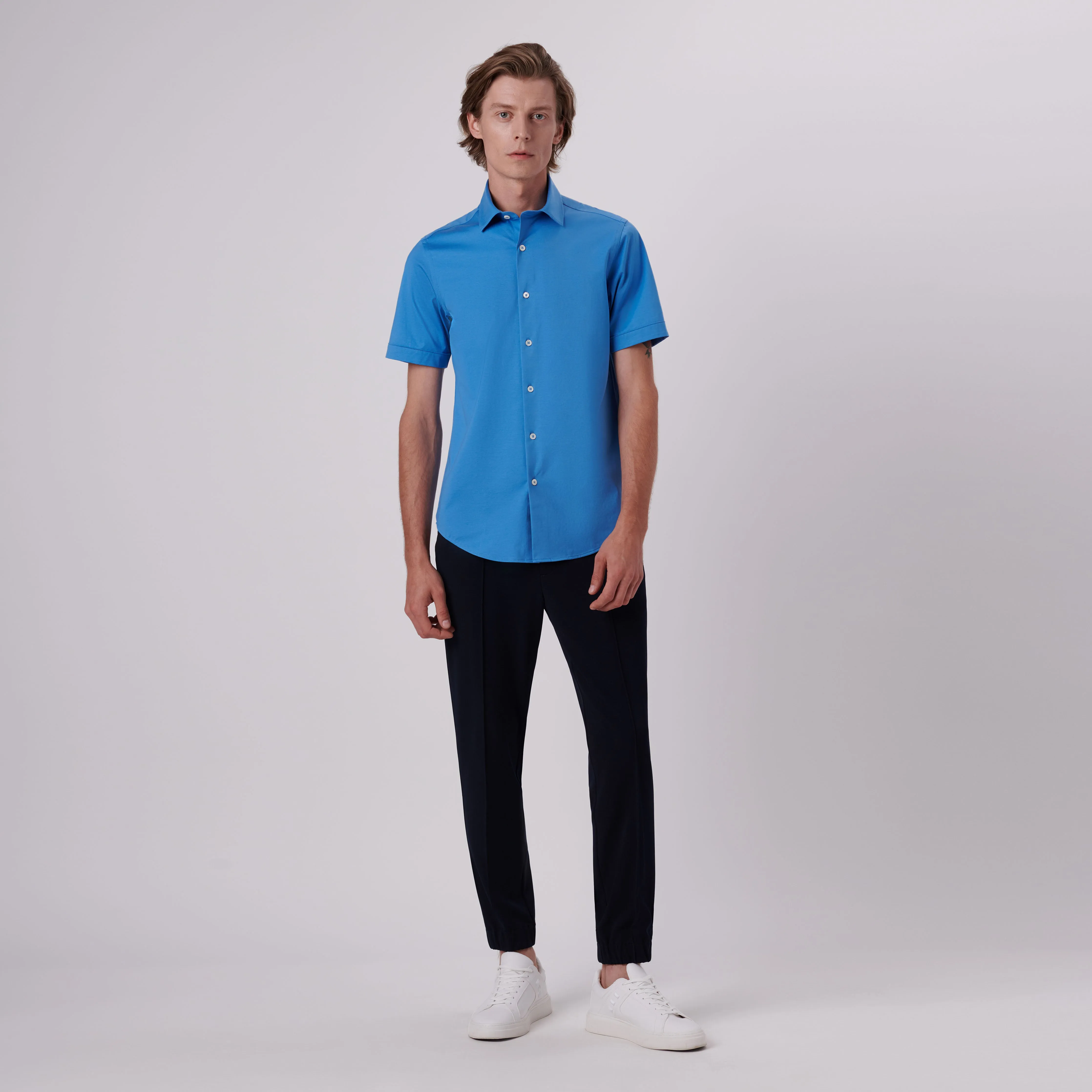 Miles Solid OoohCotton Short Sleeve Shirt sold by Bugatchi product image thumbnail 5