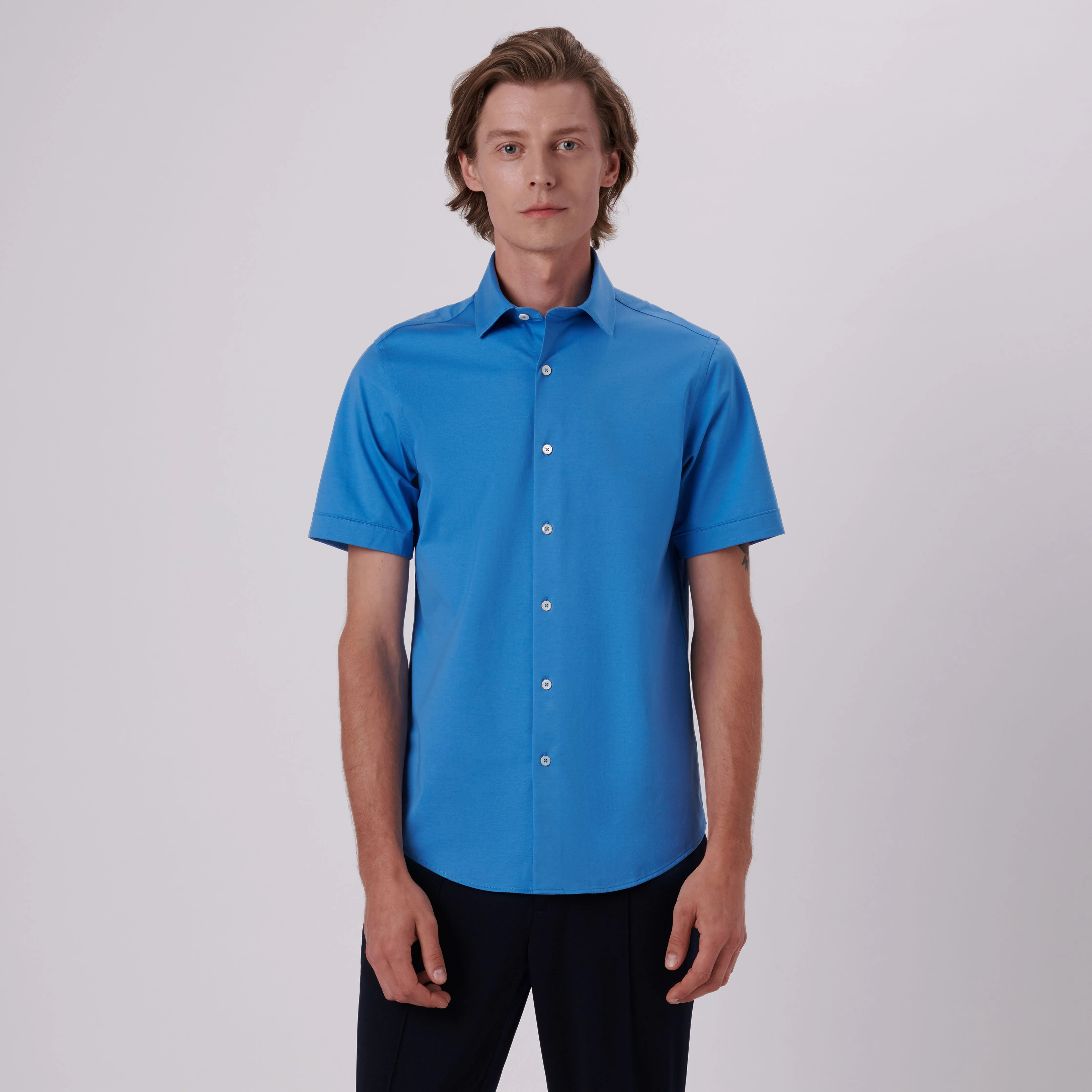 Miles Solid OoohCotton Short Sleeve Shirt sold by Bugatchi product image thumbnail 2