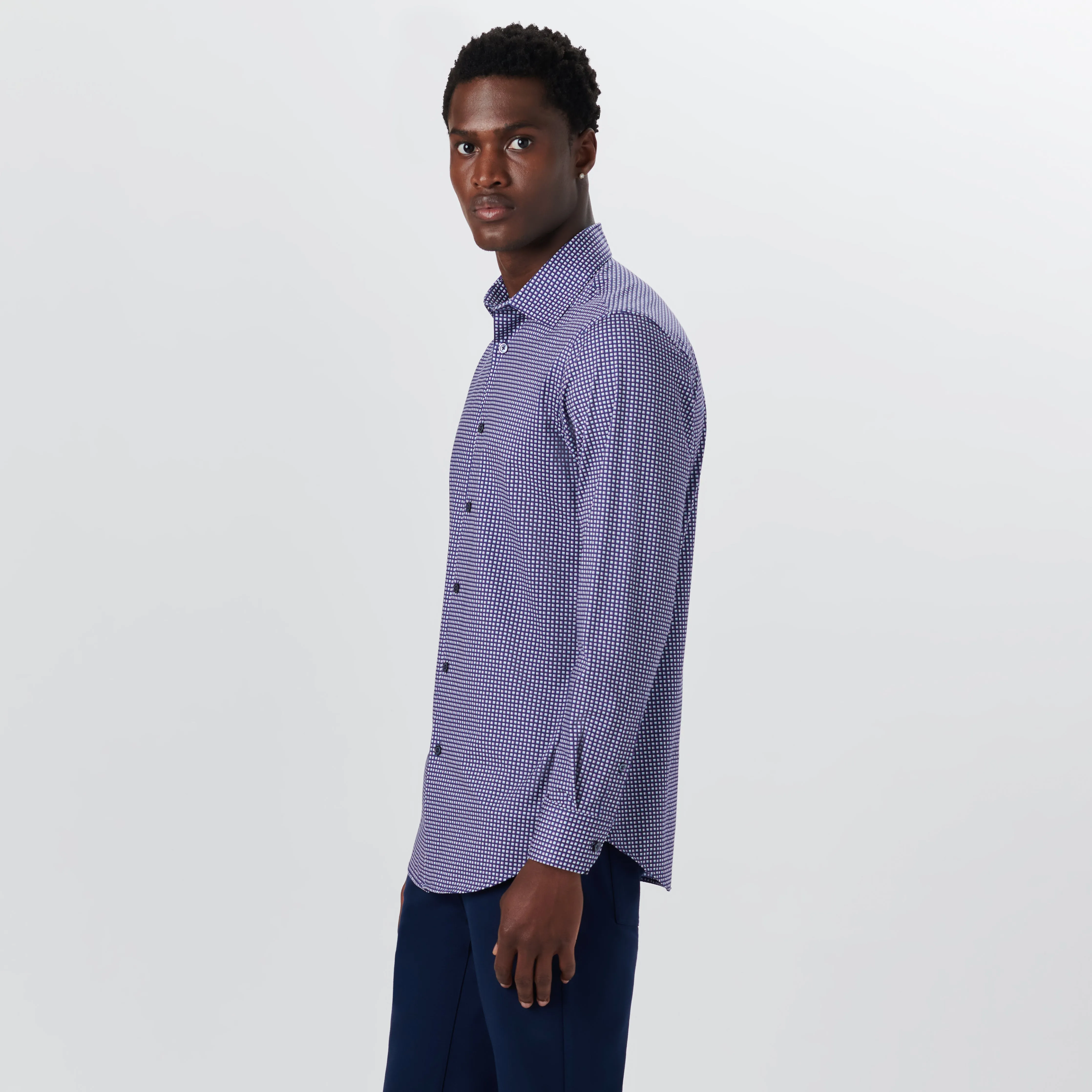 JAMES Mini Check OoohCotton Shirt sold by Bugatchi product image thumbnail 3