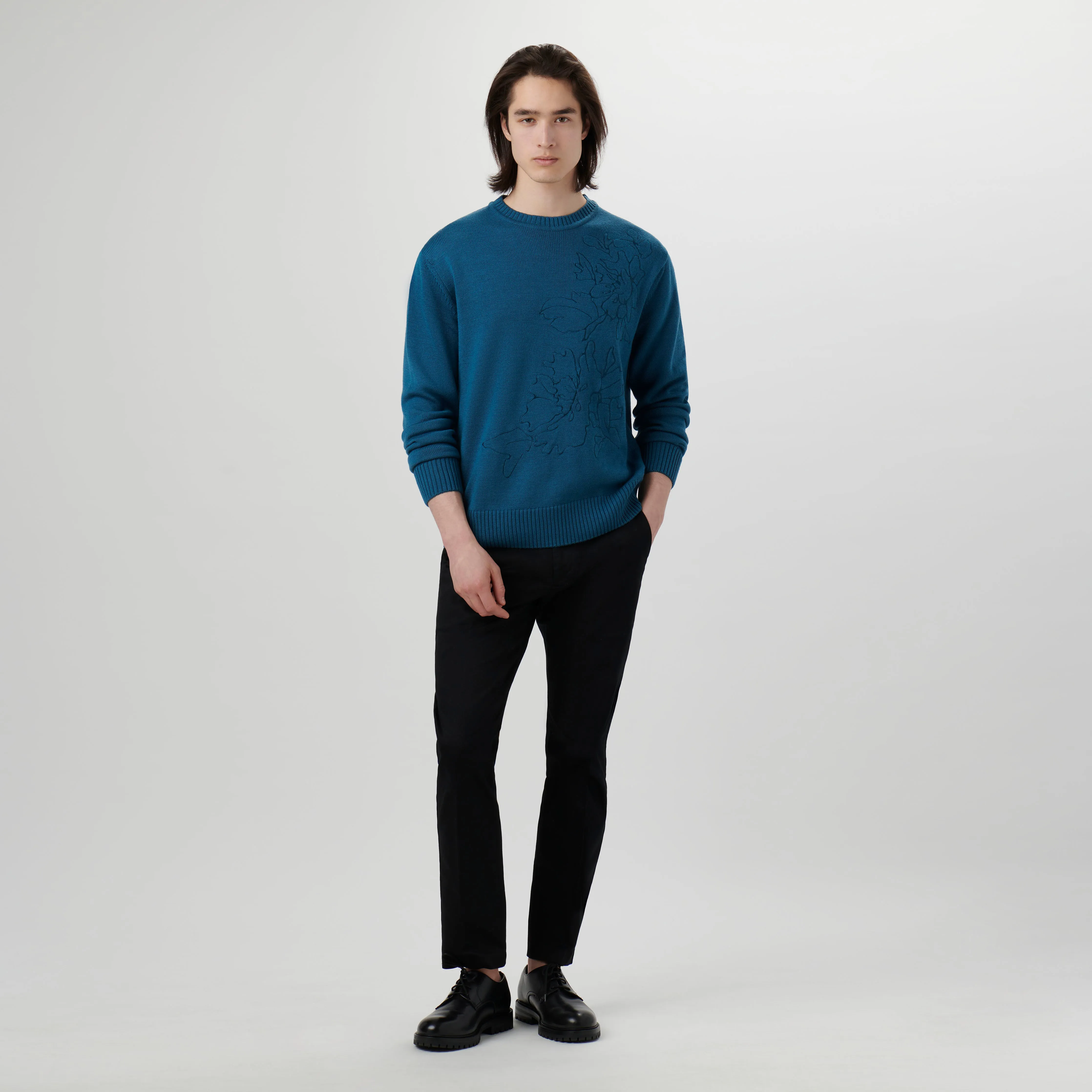 Floral Embroidered Crew Neck Sweater sold by Bugatchi product image thumbnail 5