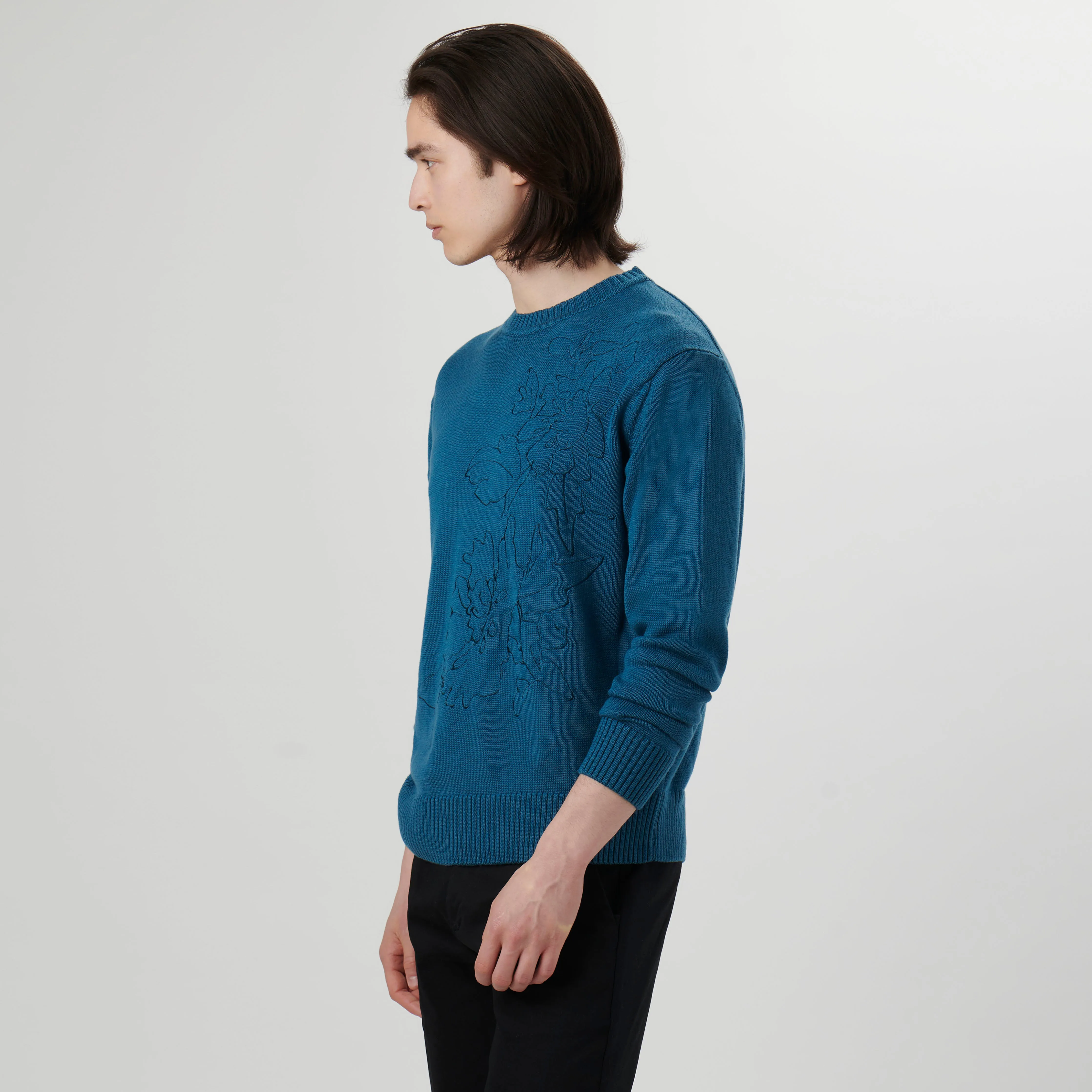 Floral Embroidered Crew Neck Sweater sold by Bugatchi product image thumbnail 3