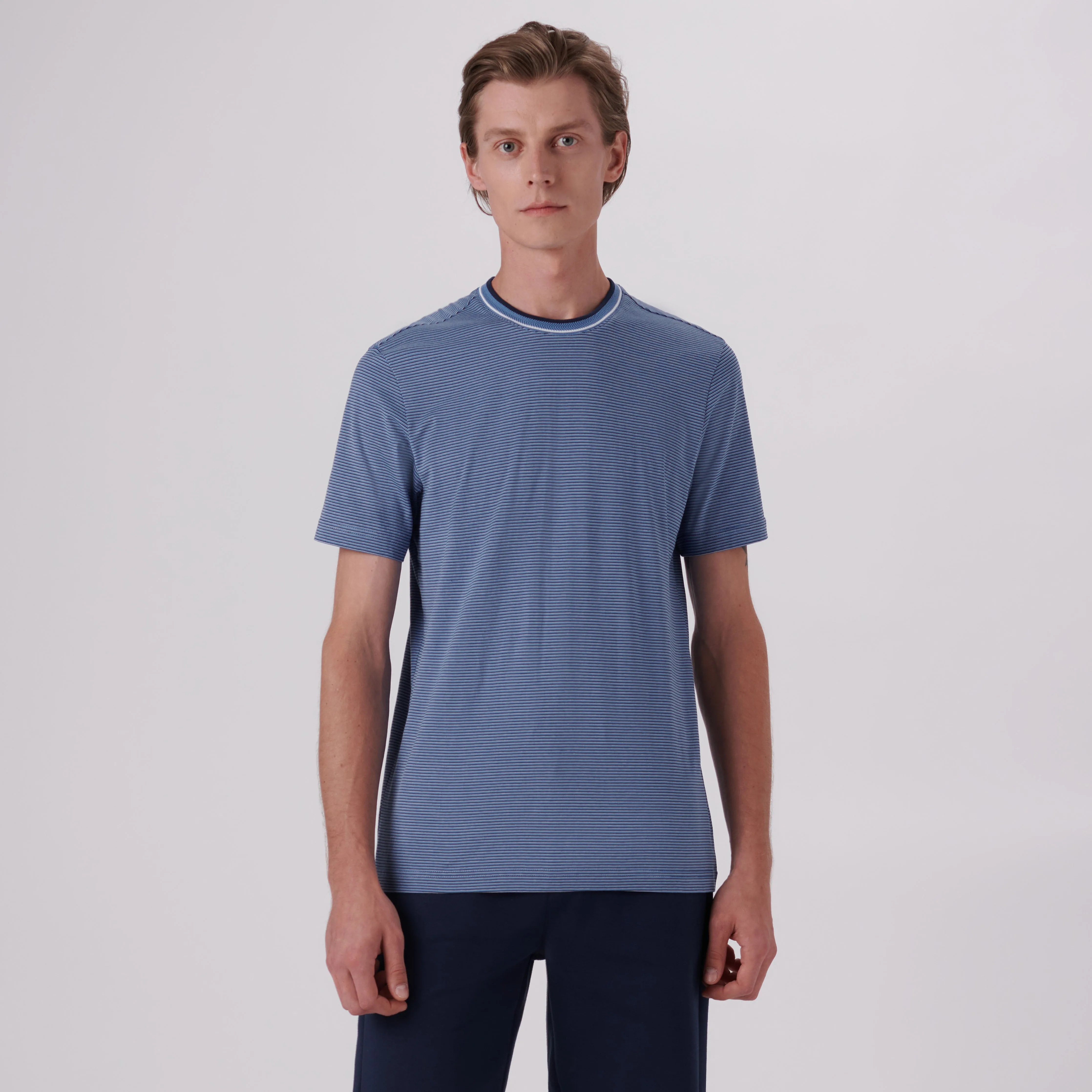 Striped Crew Neck T-Shirt sold by Bugatchi product image thumbnail 2