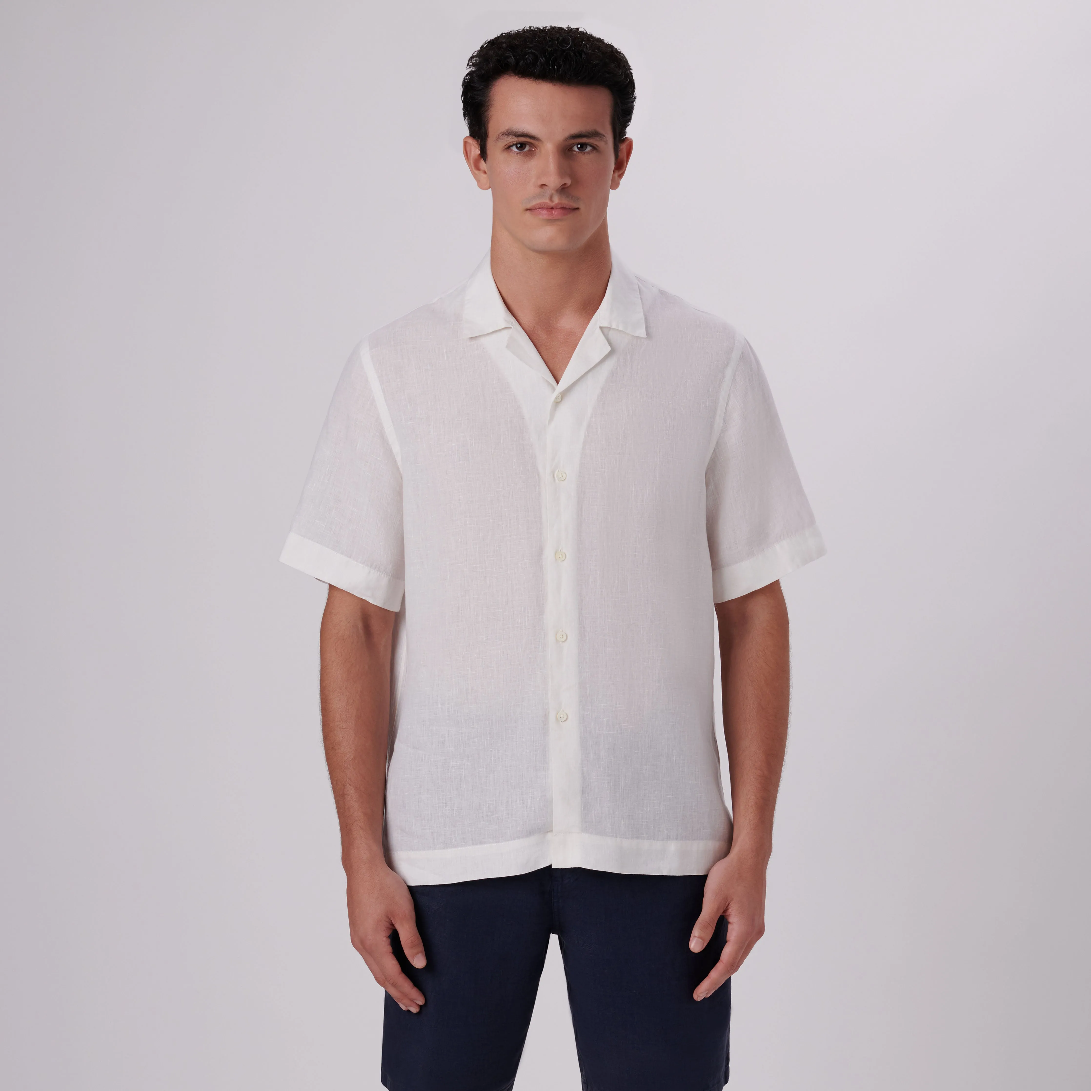 Jackson Solid Short Sleeve Linen Shirt sold by Bugatchi product image thumbnail 2