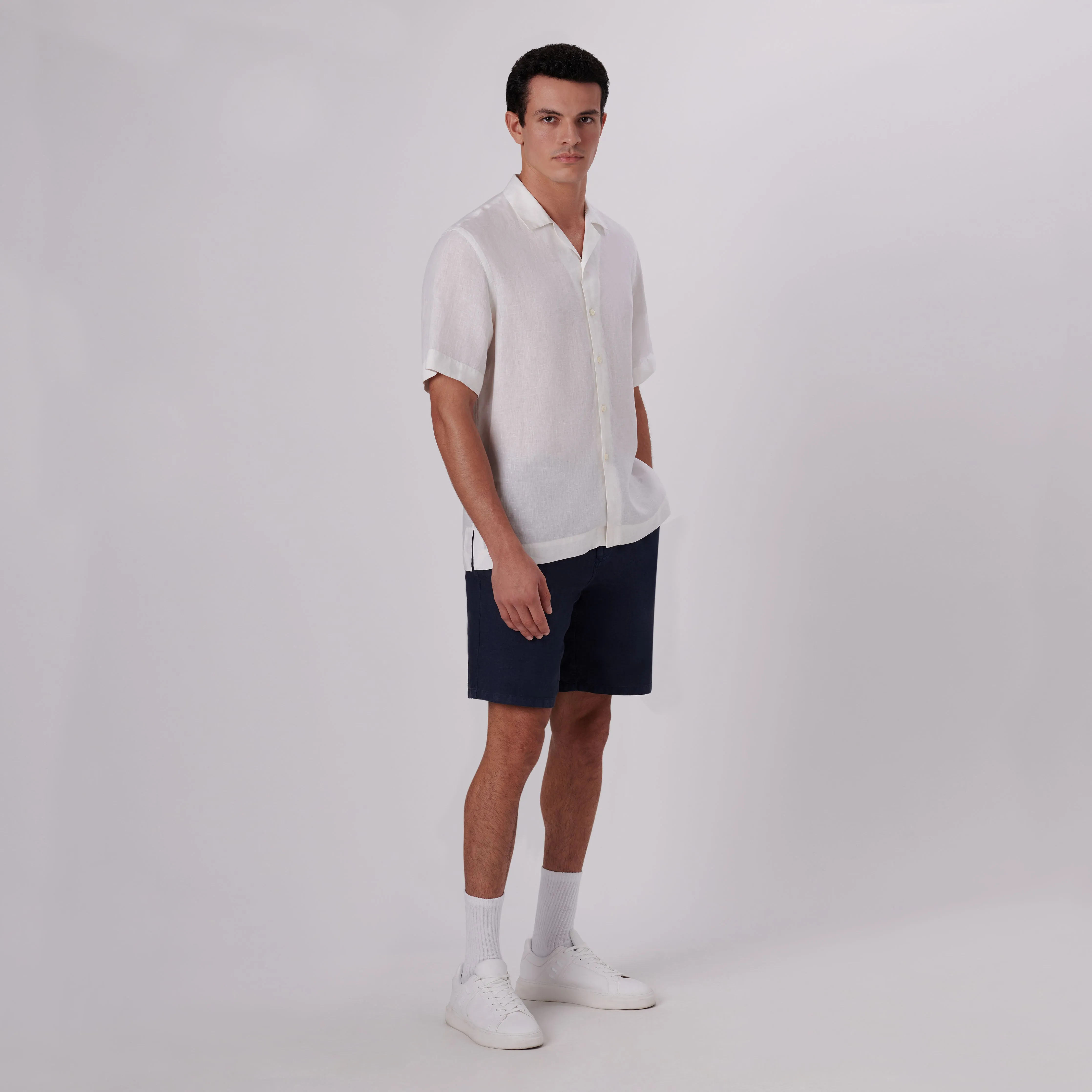 Jackson Solid Short Sleeve Linen Shirt sold by Bugatchi product image thumbnail 5